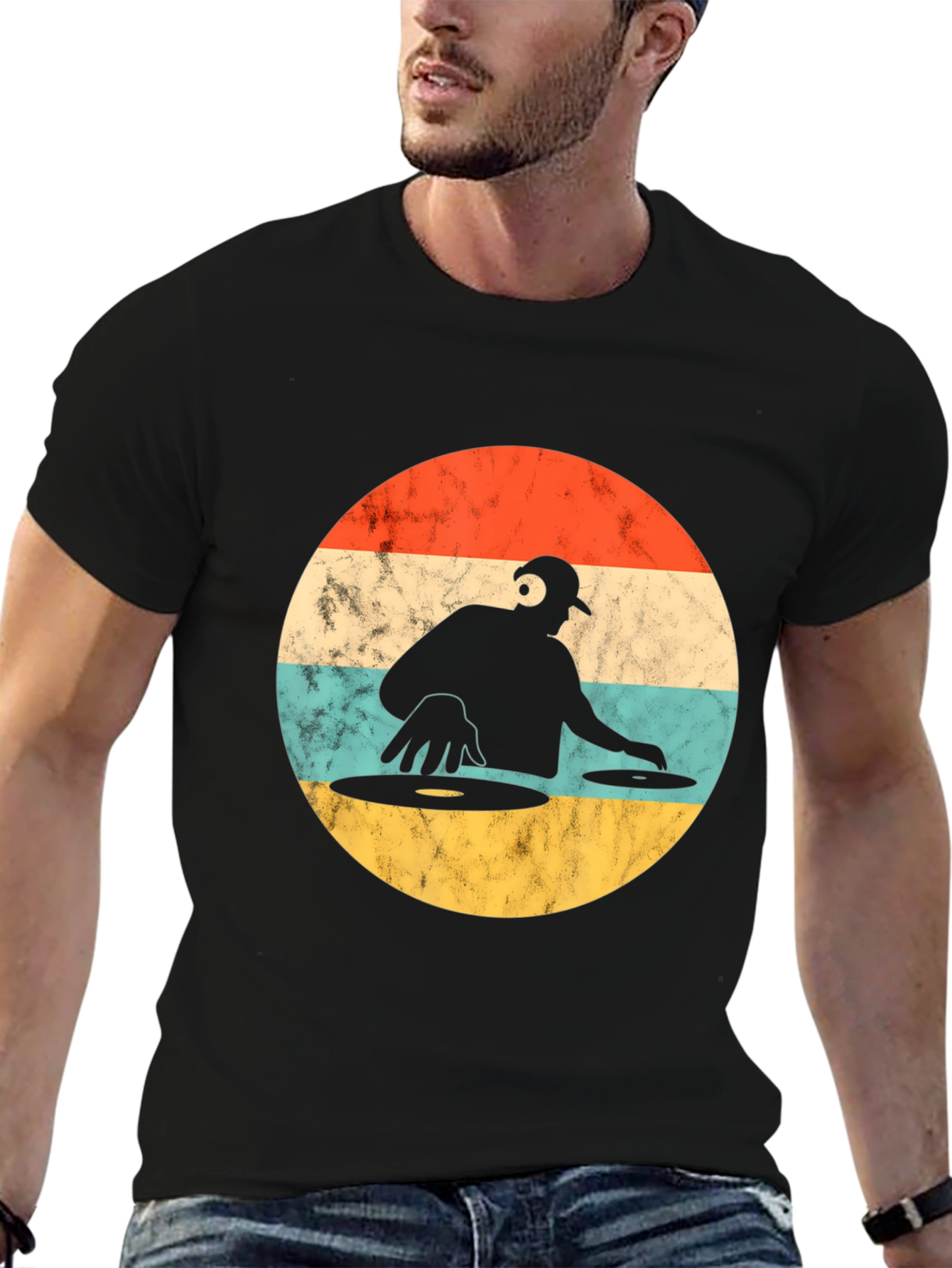 Retro DJ Graphic T-Shirt - Turntable Design