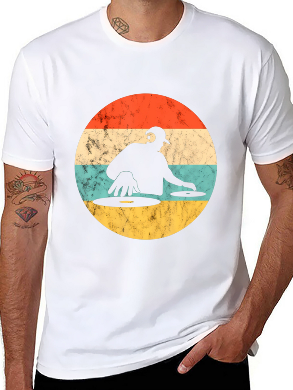 Retro DJ Graphic T-Shirt - Turntable Design