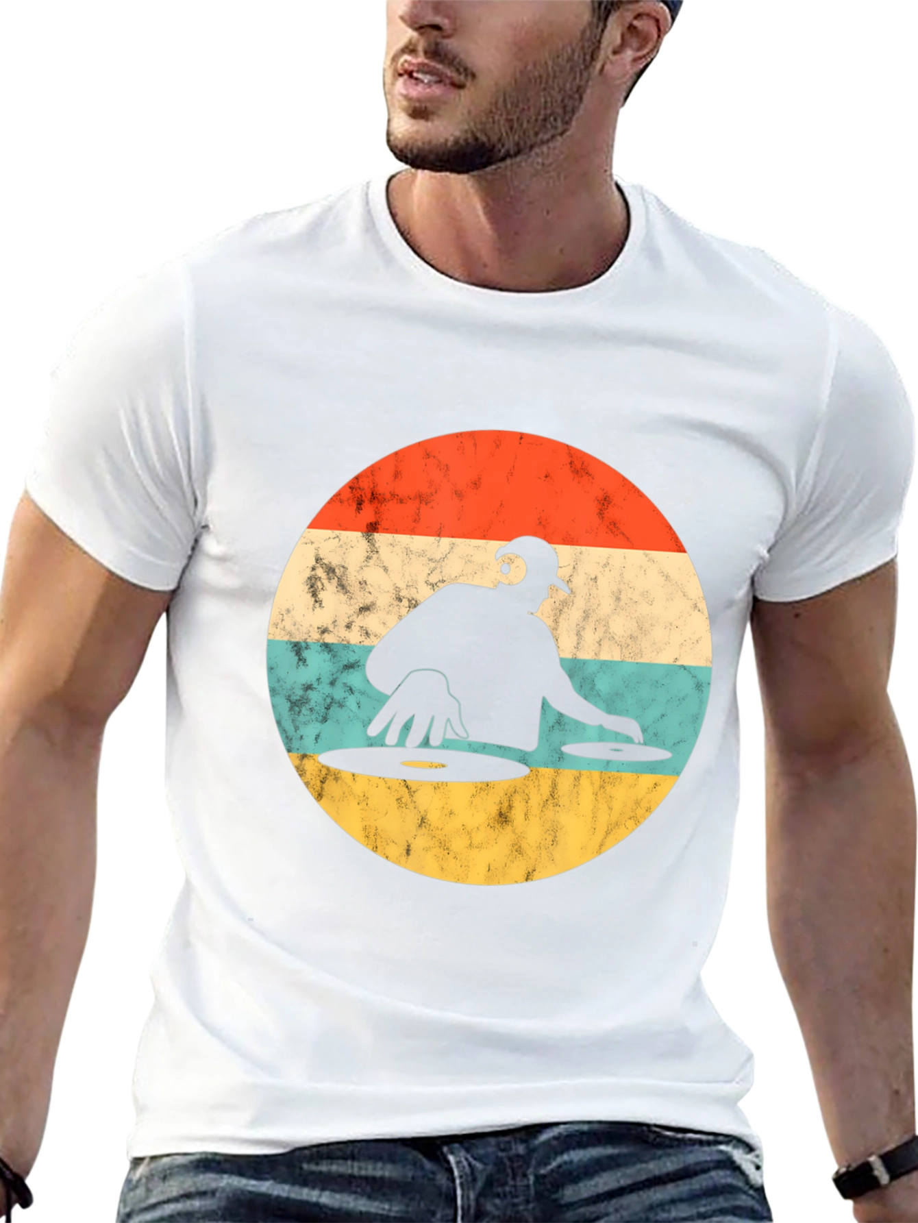 Retro DJ Graphic T-Shirt - Turntable Design