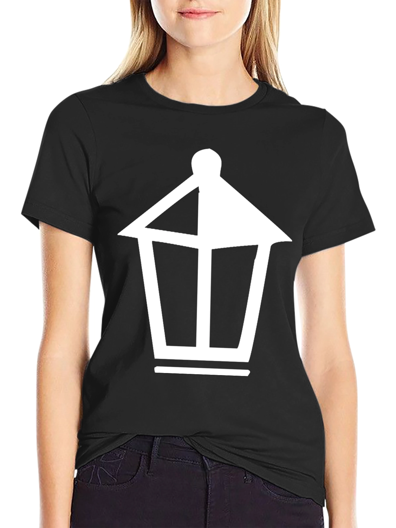 Black T-Shirt with Lantern Graphic
