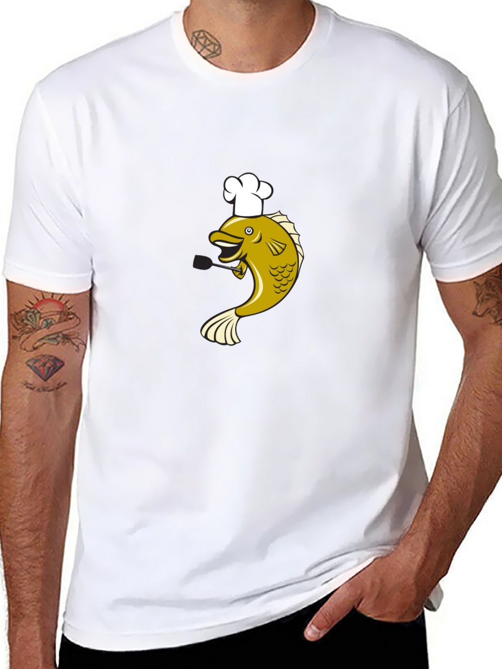 Chef Fish Graphic T-Shirt - Black Cotton Tee