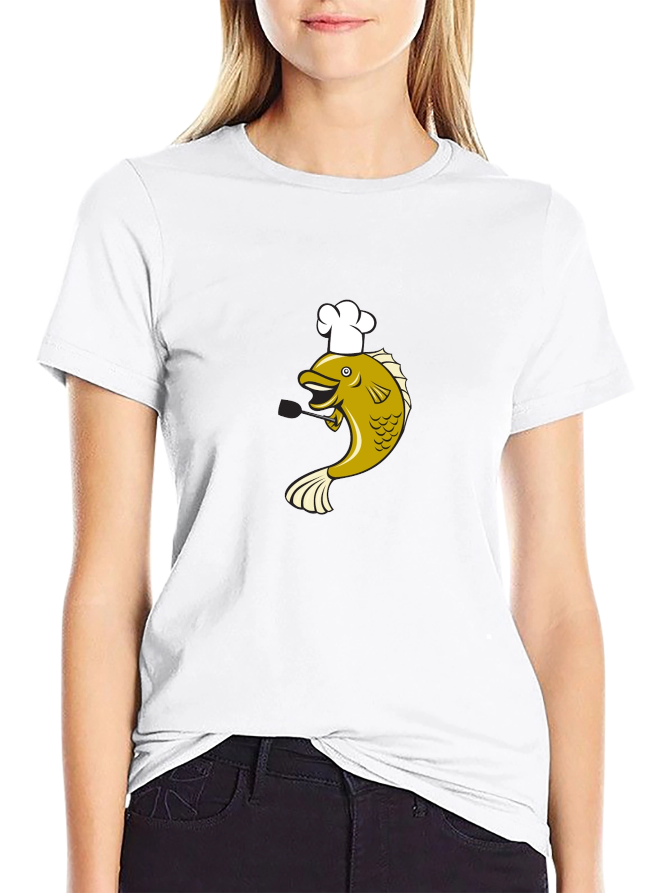 Chef Fish Graphic T-Shirt - Black Cotton Tee
