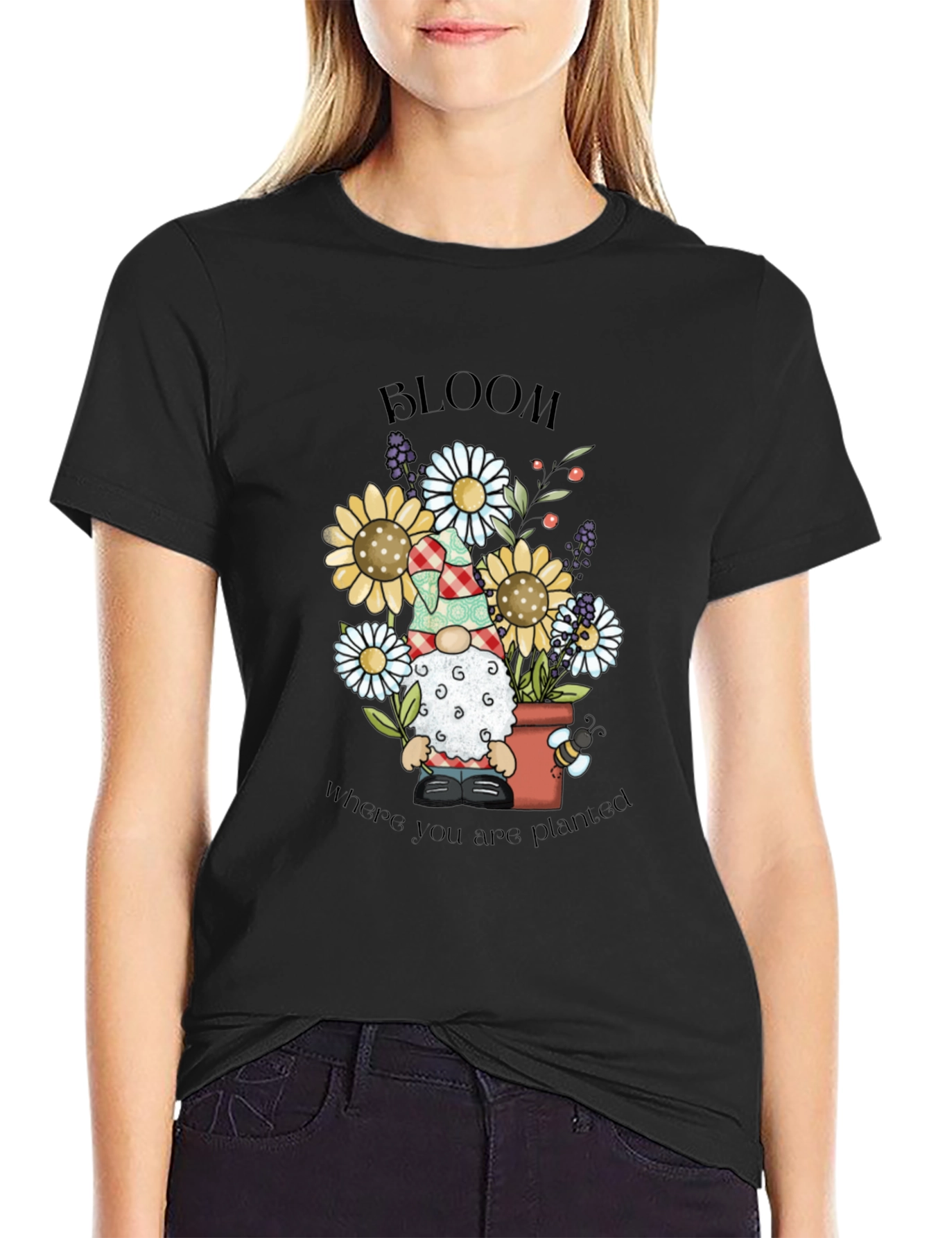 Bloom Where You Are Planted Gnome T-Shirt