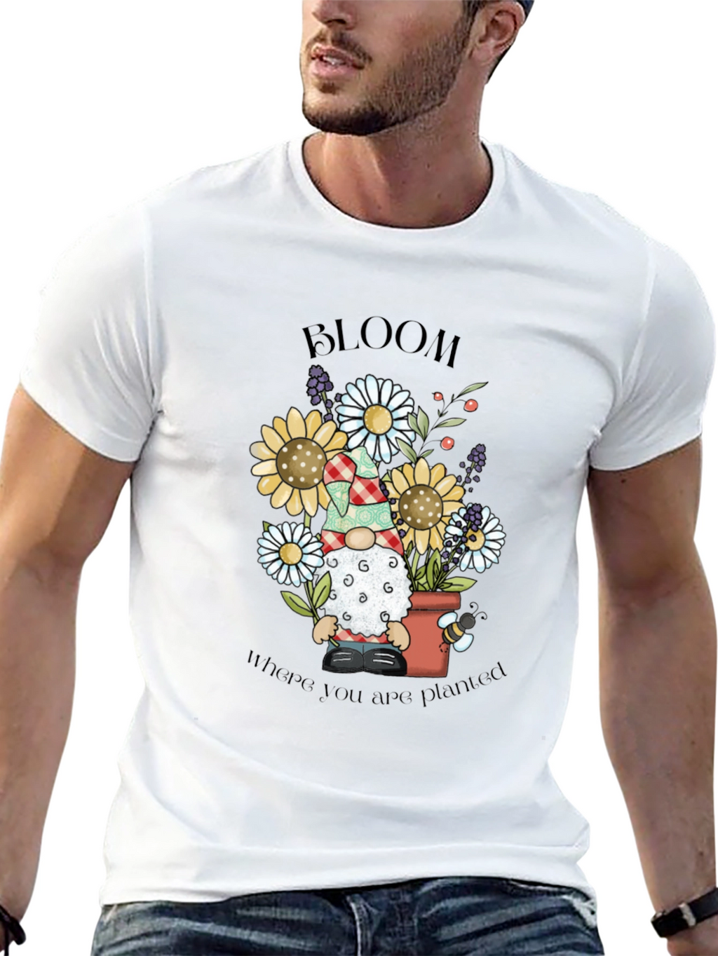 Bloom Where You Are Planted Gnome T-Shirt