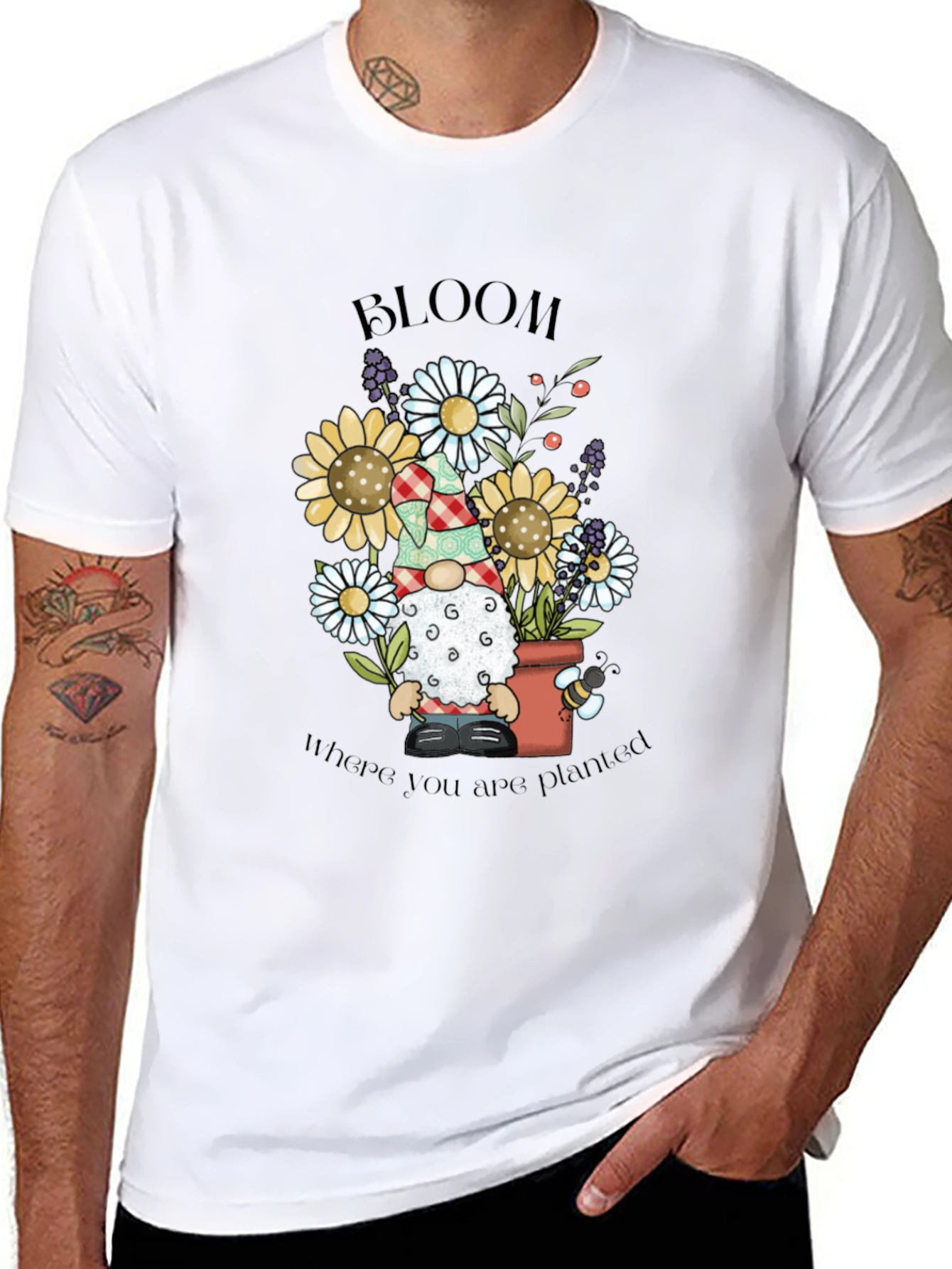 Bloom Where You Are Planted Gnome T-Shirt