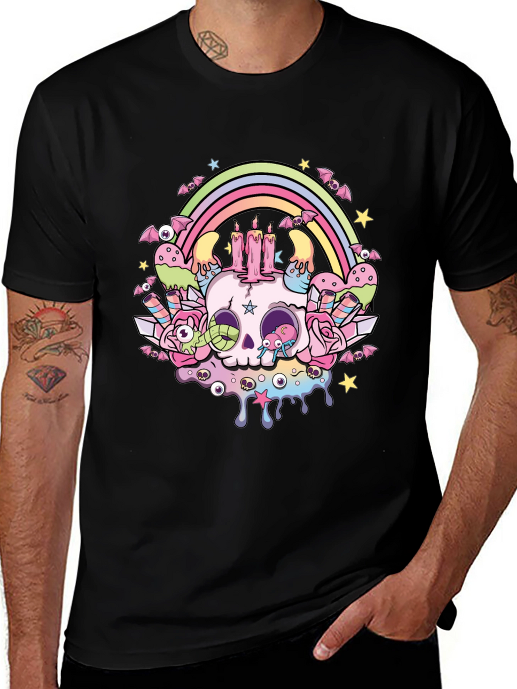 Pastel Goth Skull Rainbow T-Shirt