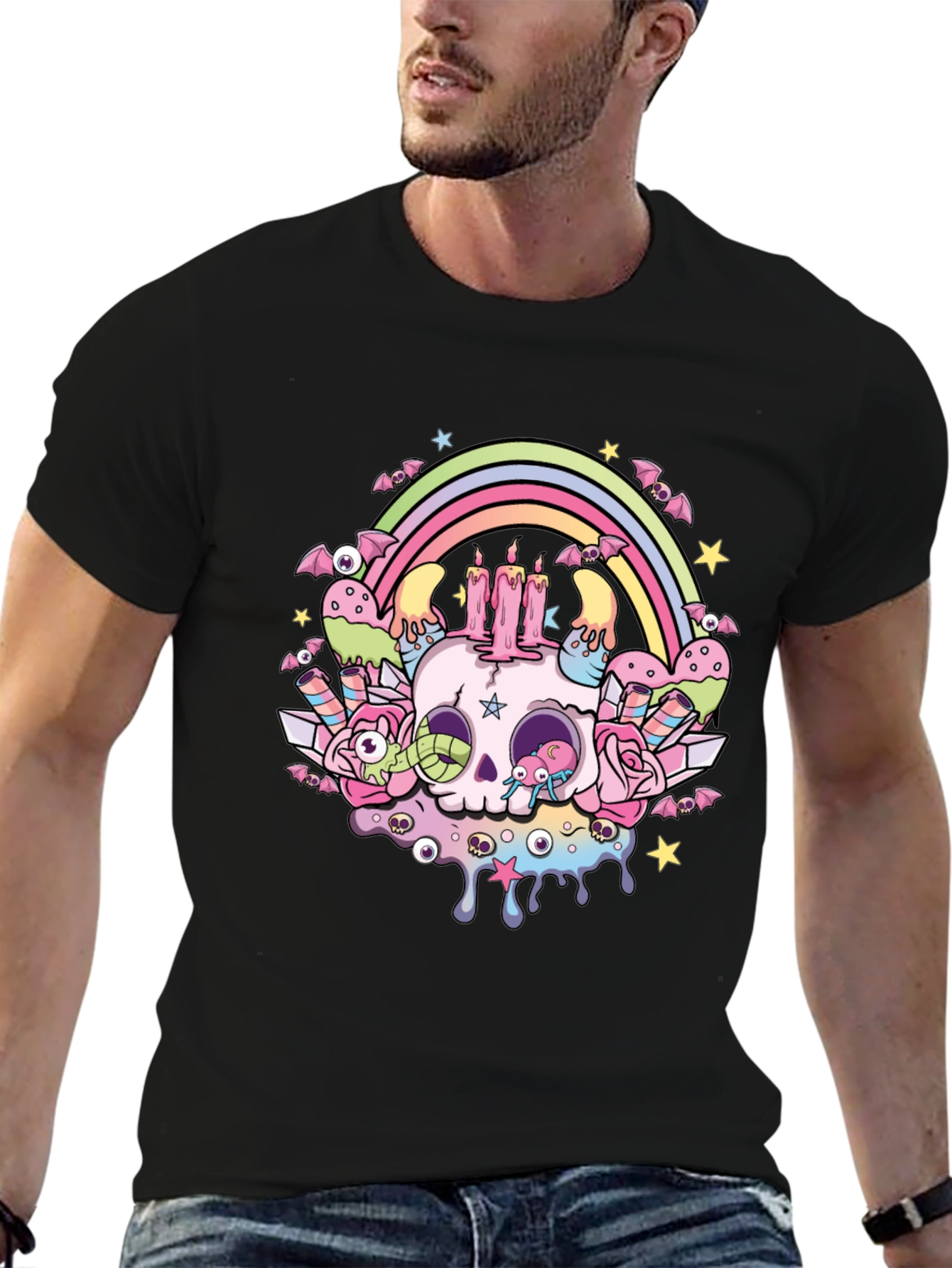 Pastel Goth Skull Rainbow T-Shirt