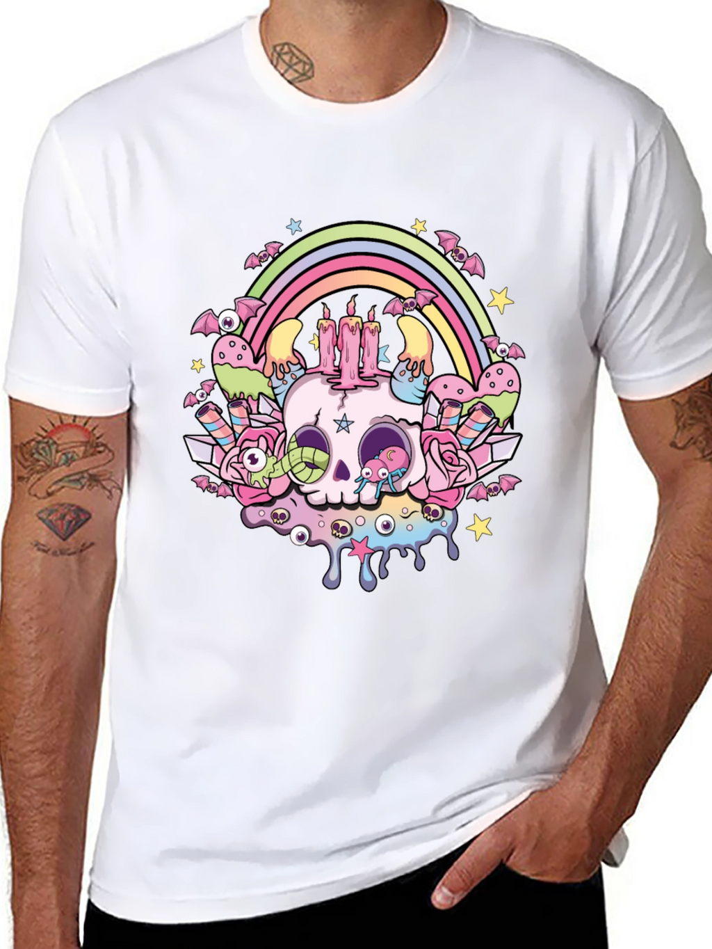 Pastel Goth Skull Rainbow T-Shirt