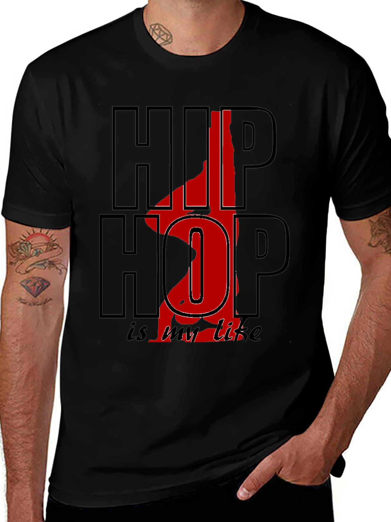 Hip Hop Is My Life Graphic Black Tee