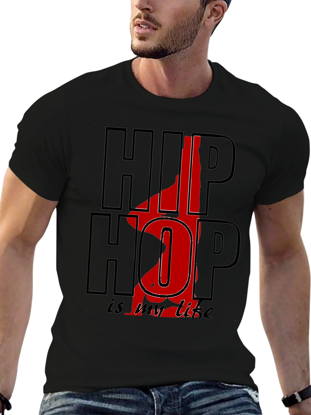 Hip Hop Is My Life Graphic Black Tee