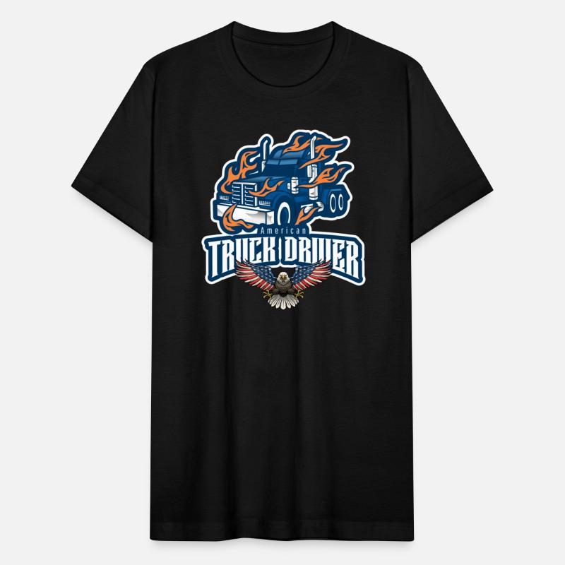 American Truck Driver Flames Eagle