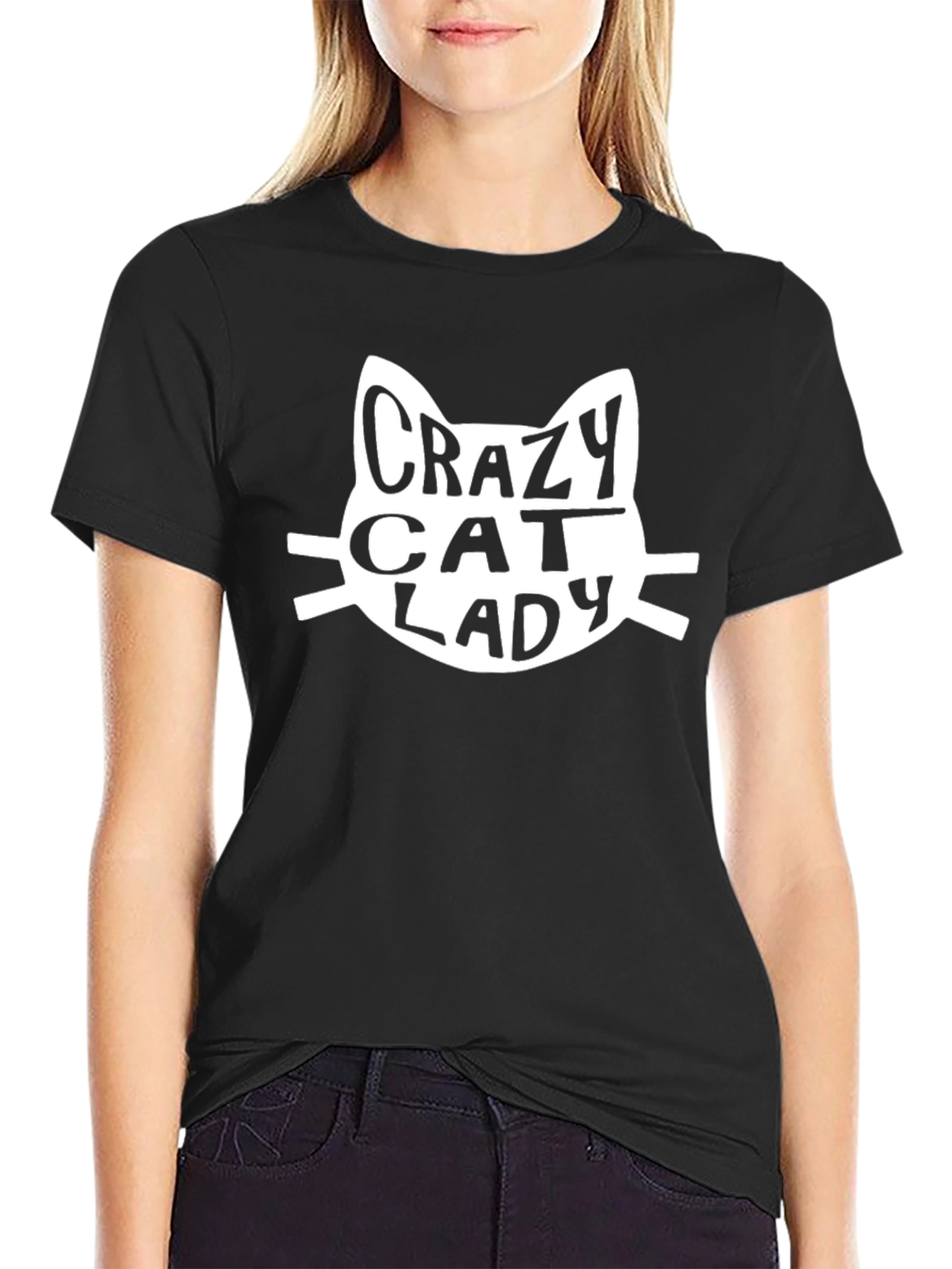 Crazy Cat Lady Graphic T-Shirt - Black