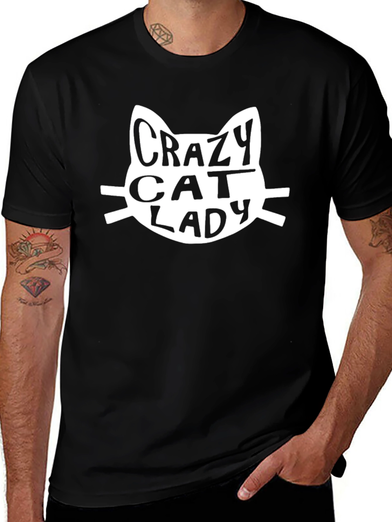 Crazy Cat Lady Graphic T-Shirt - Black