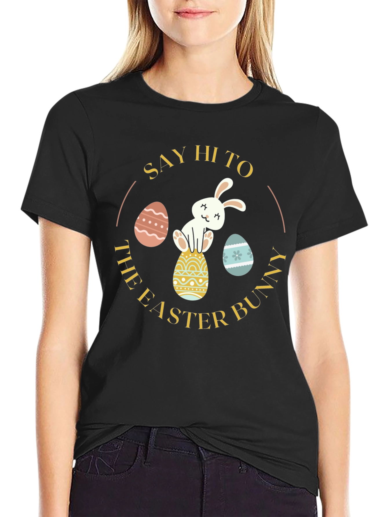 Easter Bunny Graphic Tee - Say Hi To The Bunny