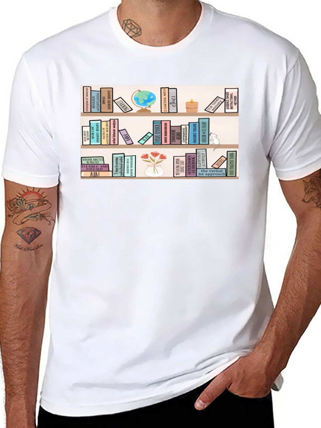 Bookworm T-Shirt | Library Bookshelf Design