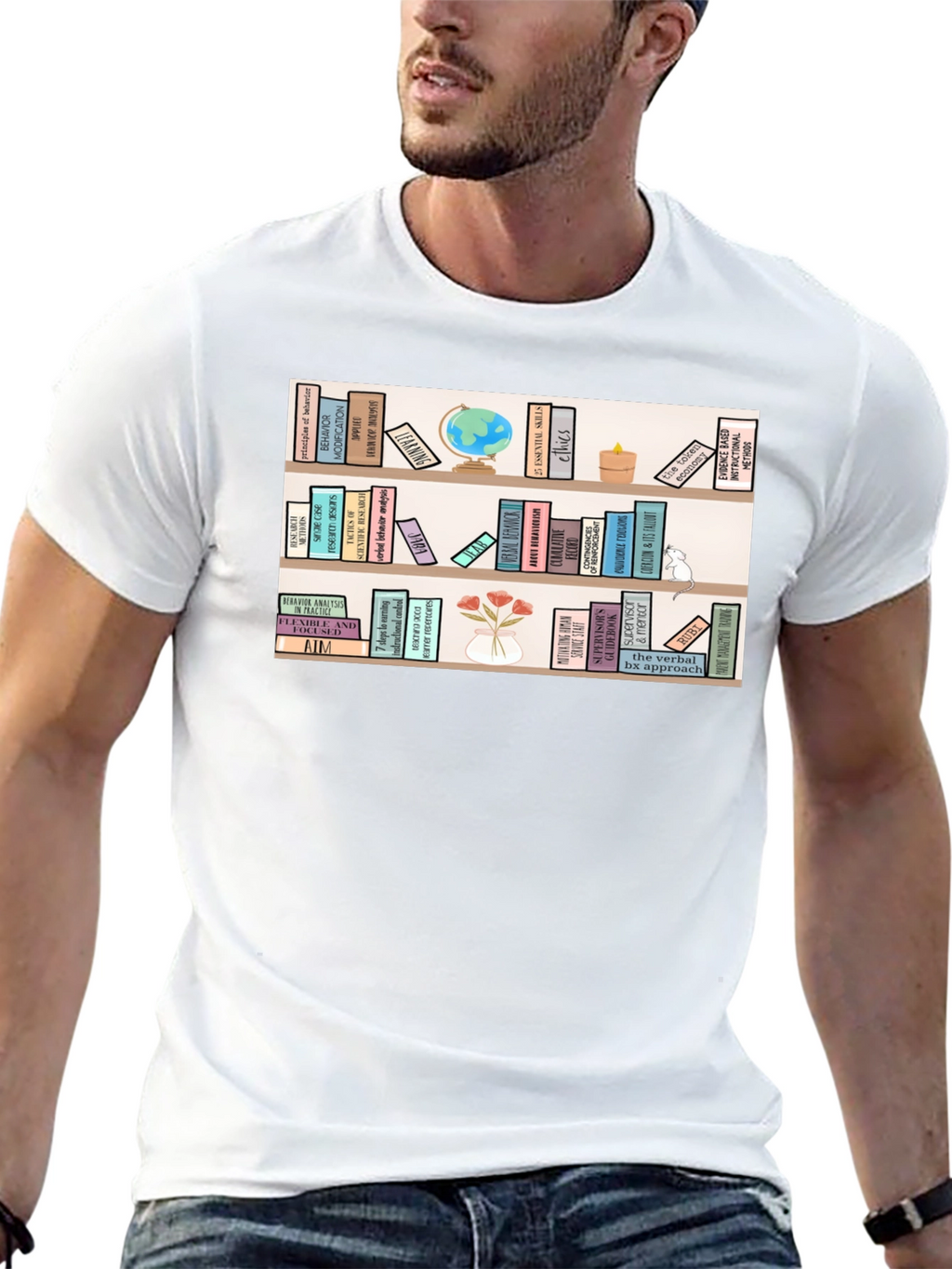 Bookworm T-Shirt | Library Bookshelf Design