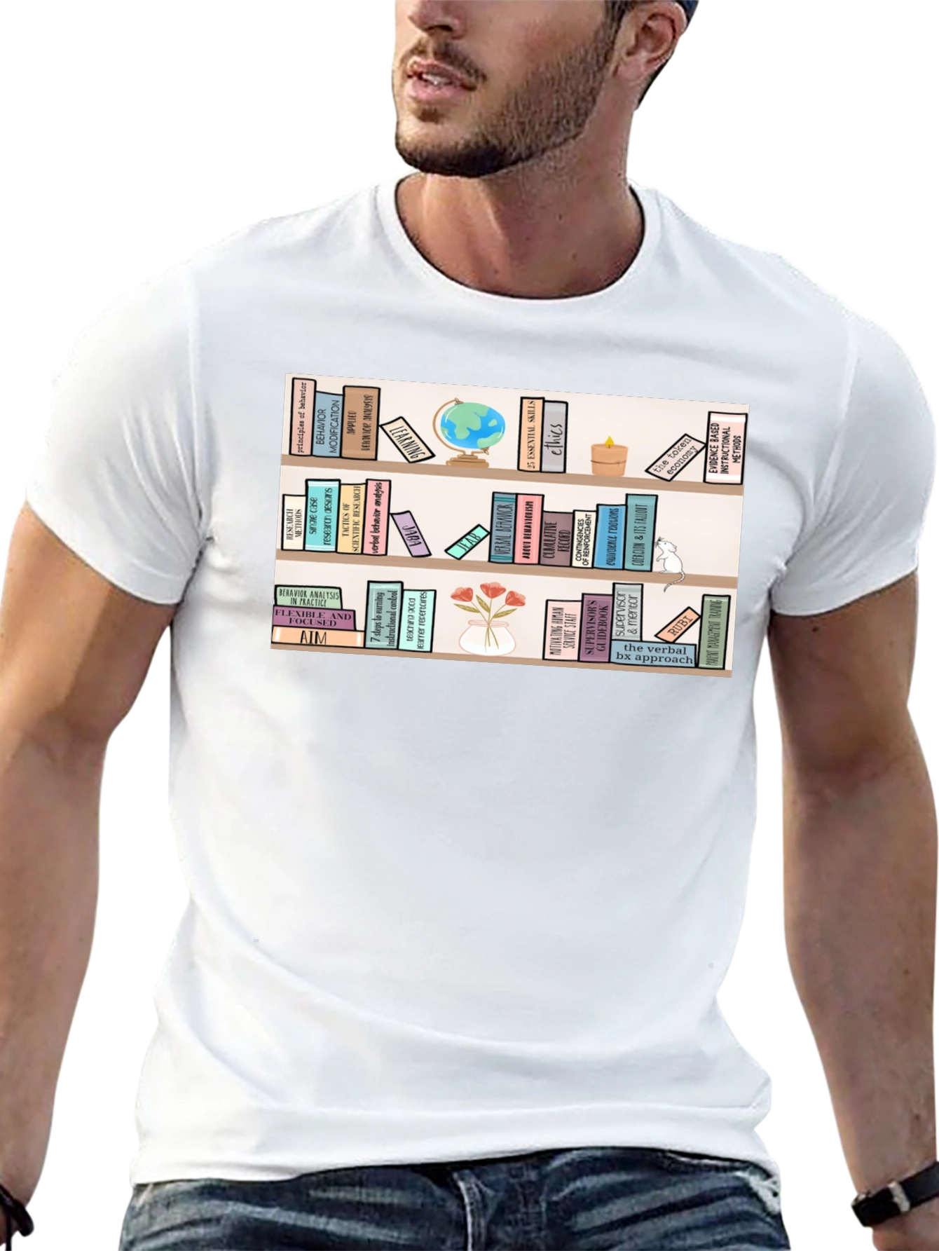 Bookworm T-Shirt | Library Bookshelf Design
