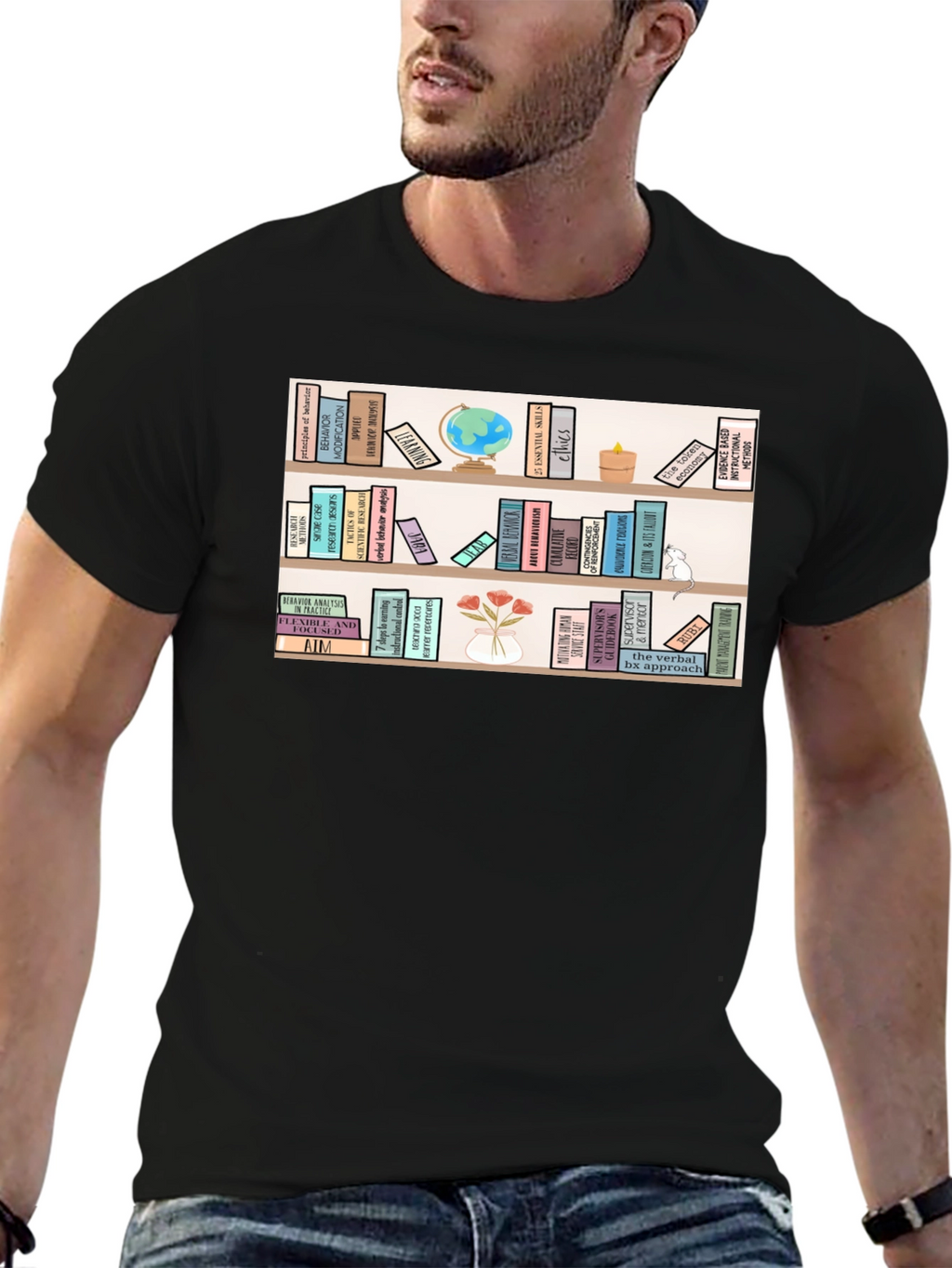 Bookworm T-Shirt | Library Bookshelf Design