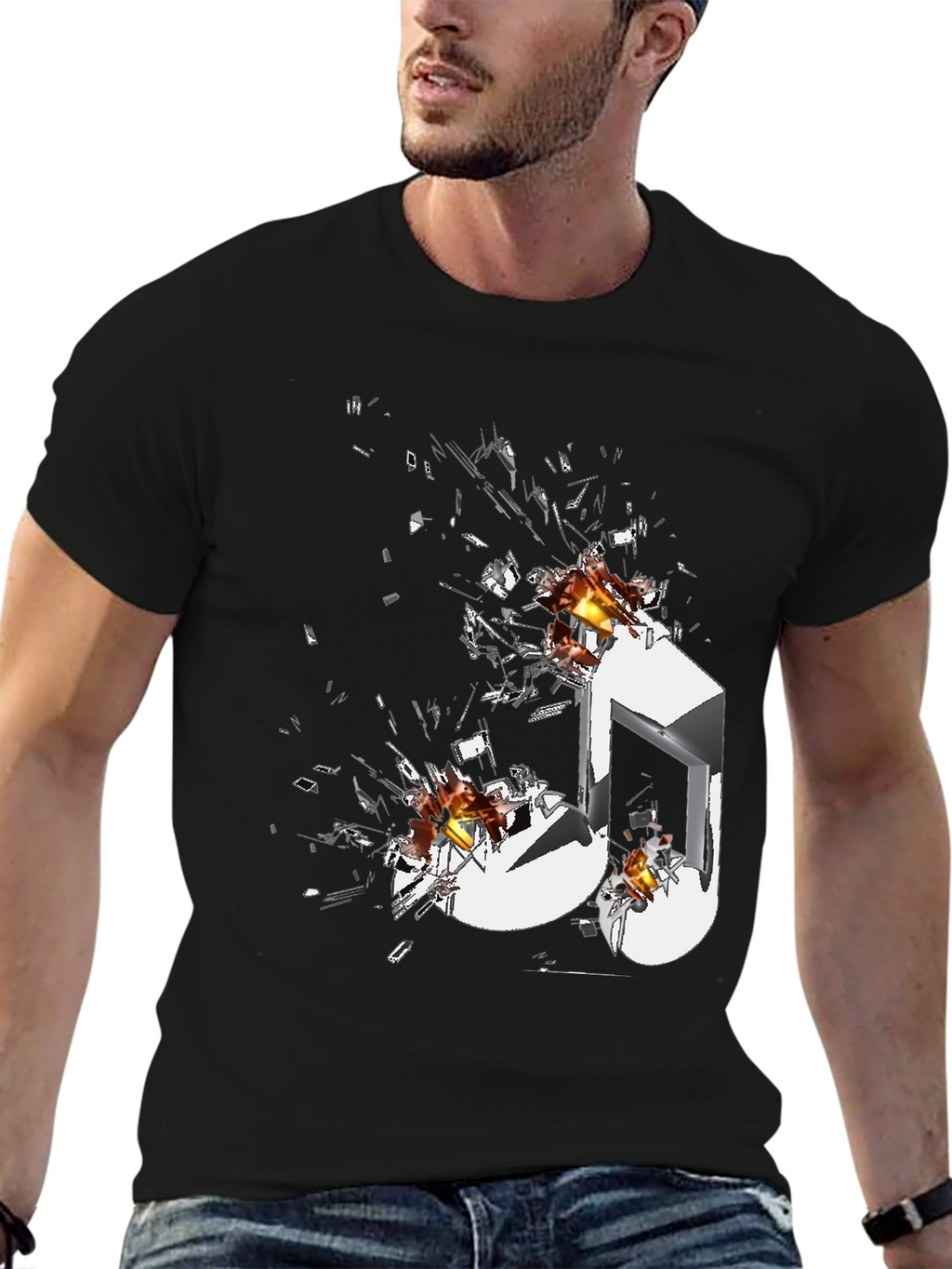 Shattered Music Note Graphic T-Shirt