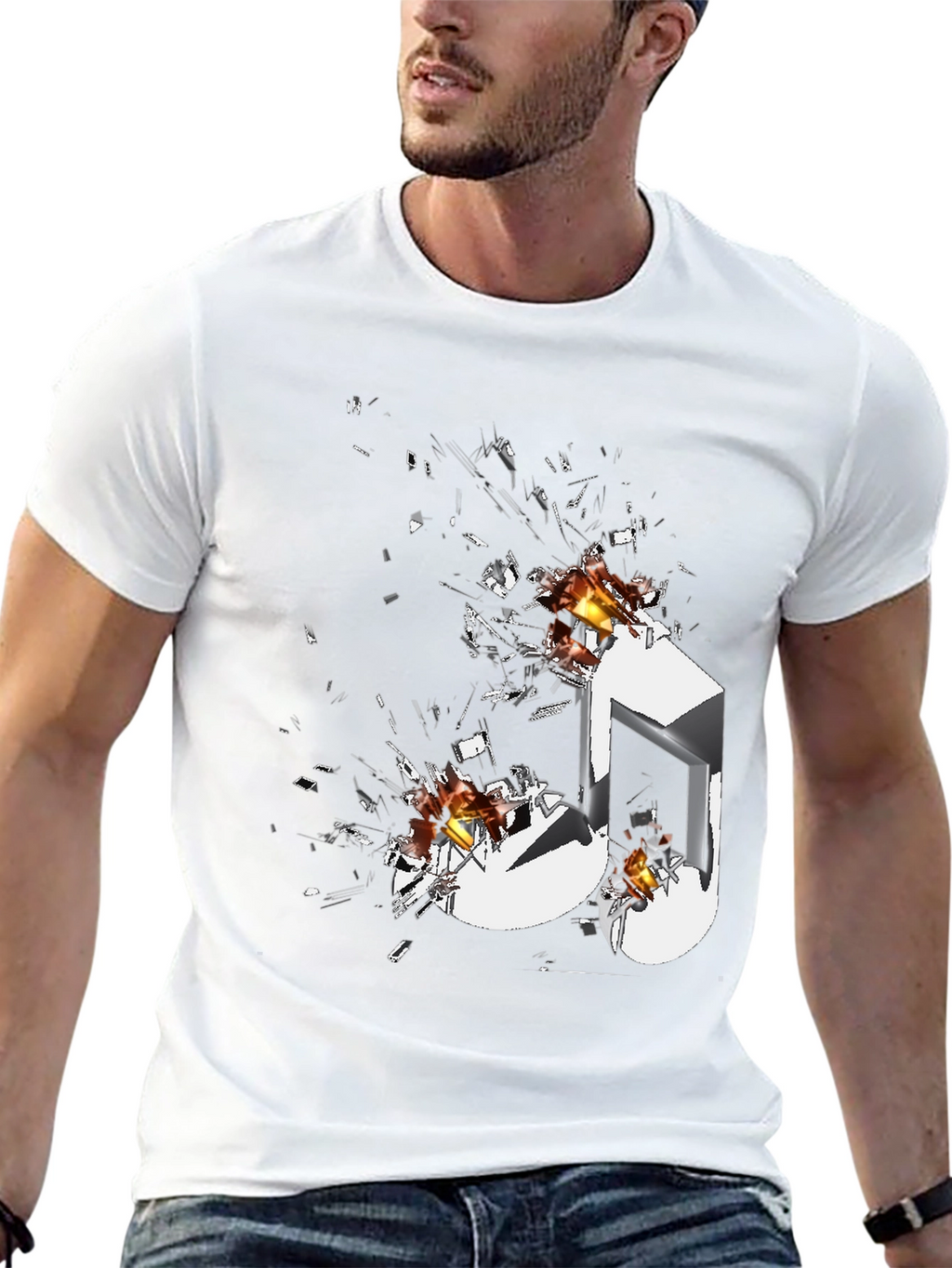 Shattered Music Note Graphic T-Shirt