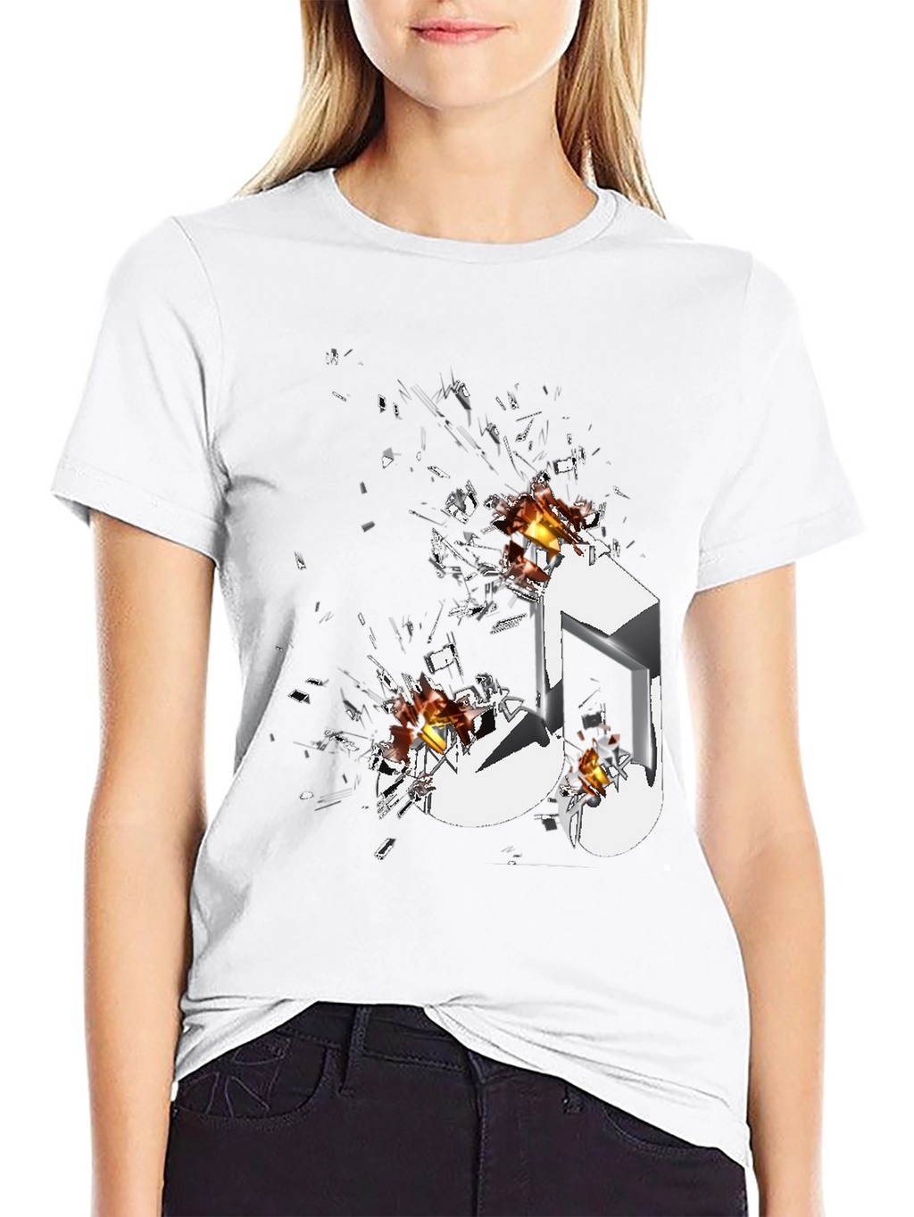 Shattered Music Note Graphic T-Shirt