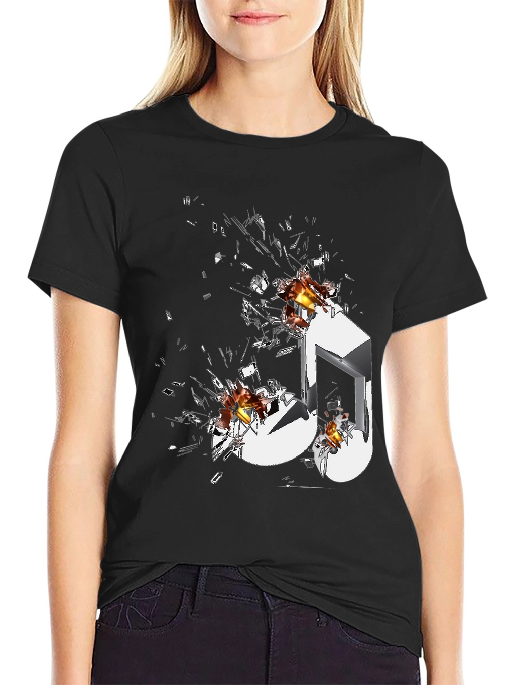 Shattered Music Note Graphic T-Shirt