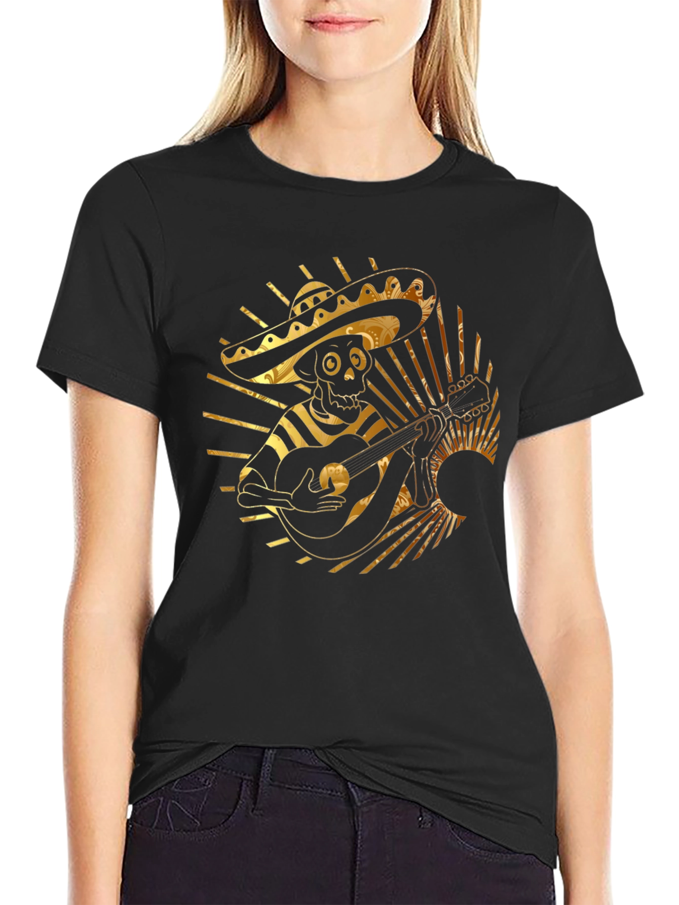 Day of the Dead T-Shirt - Skeleton Guitar Player Tee