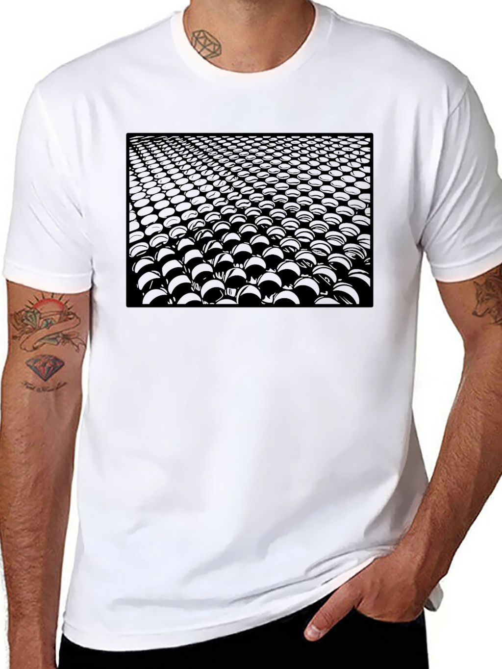 Abstract Spheres Graphic Black T-Shirt