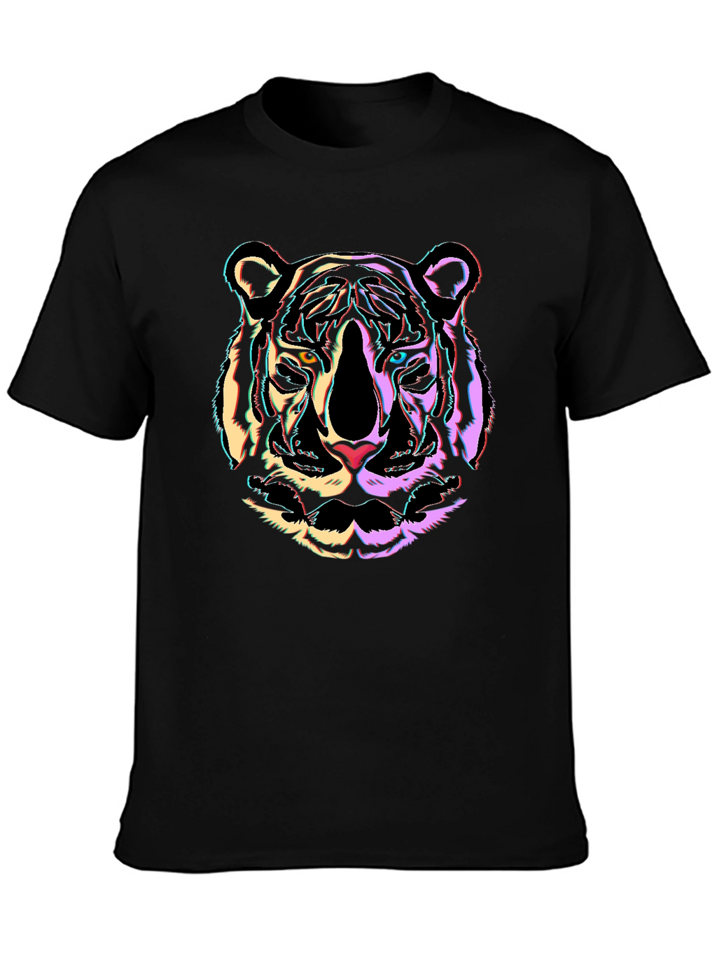 Neon Tiger Graphic Black T-Shirt