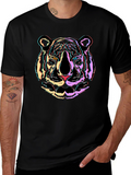 Neon Tiger Graphic Black T-Shirt