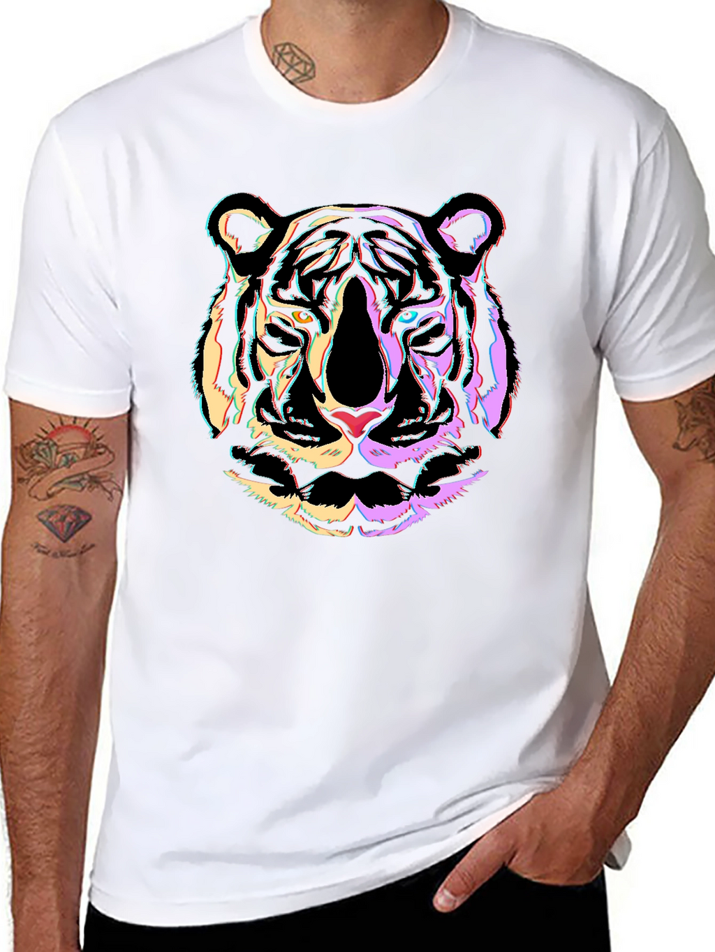 Neon Tiger Graphic Black T-Shirt