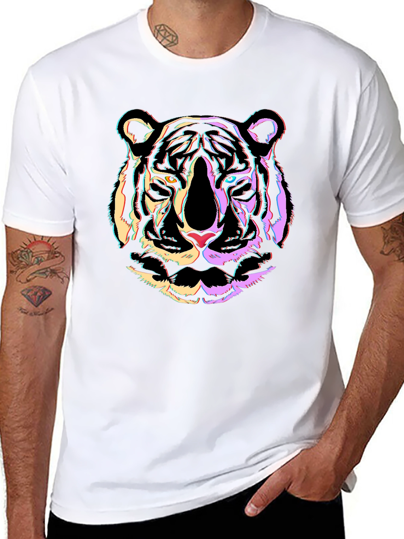 Neon Tiger Graphic Black T-Shirt