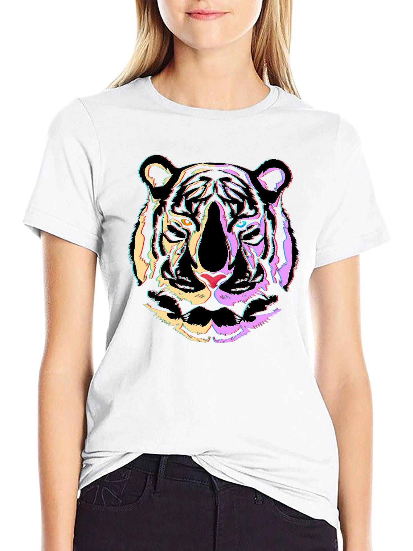 Neon Tiger Graphic Black T-Shirt