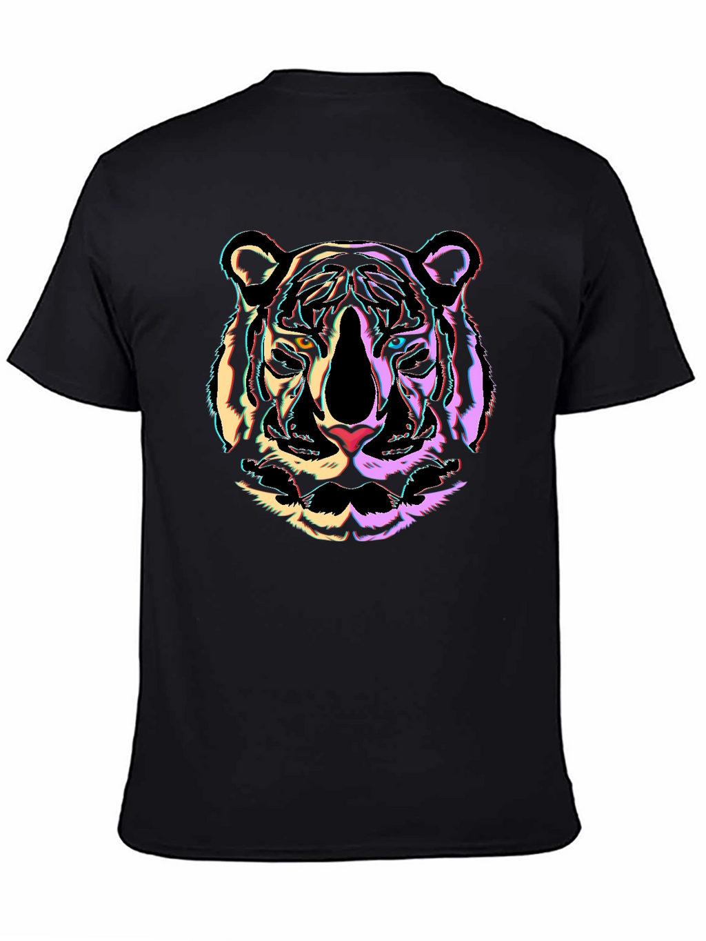 Neon Tiger Graphic Black T-Shirt