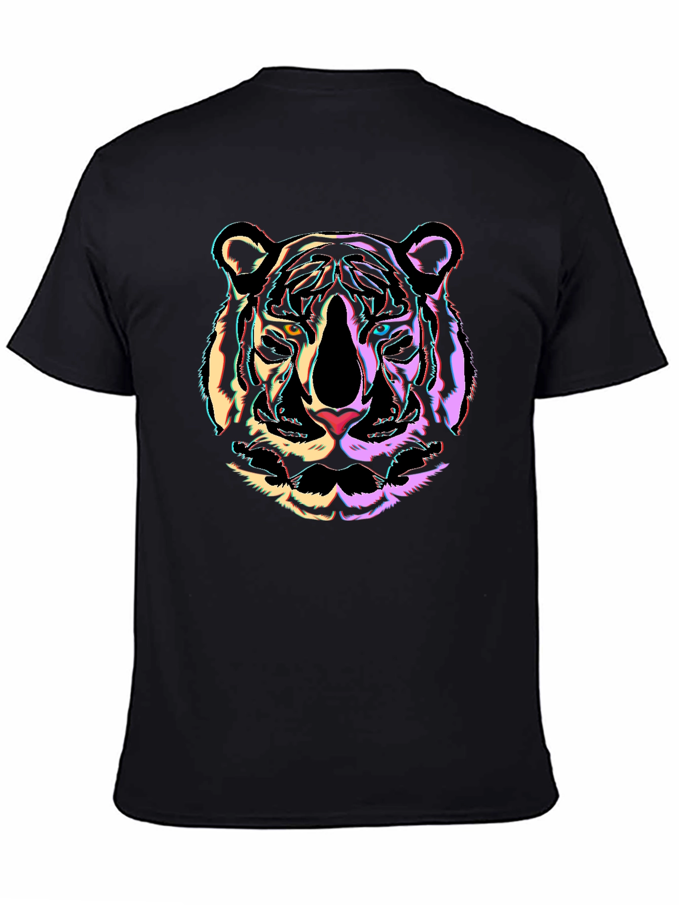 Neon Tiger Graphic Black T-Shirt