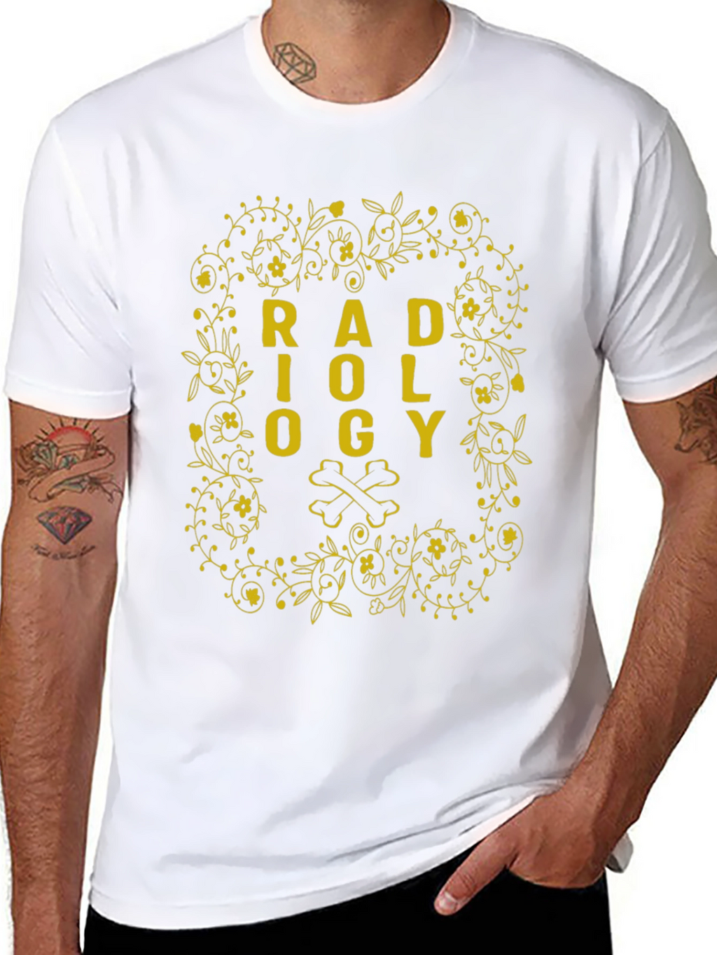 Radiology Floral Bone Graphic T-Shirt