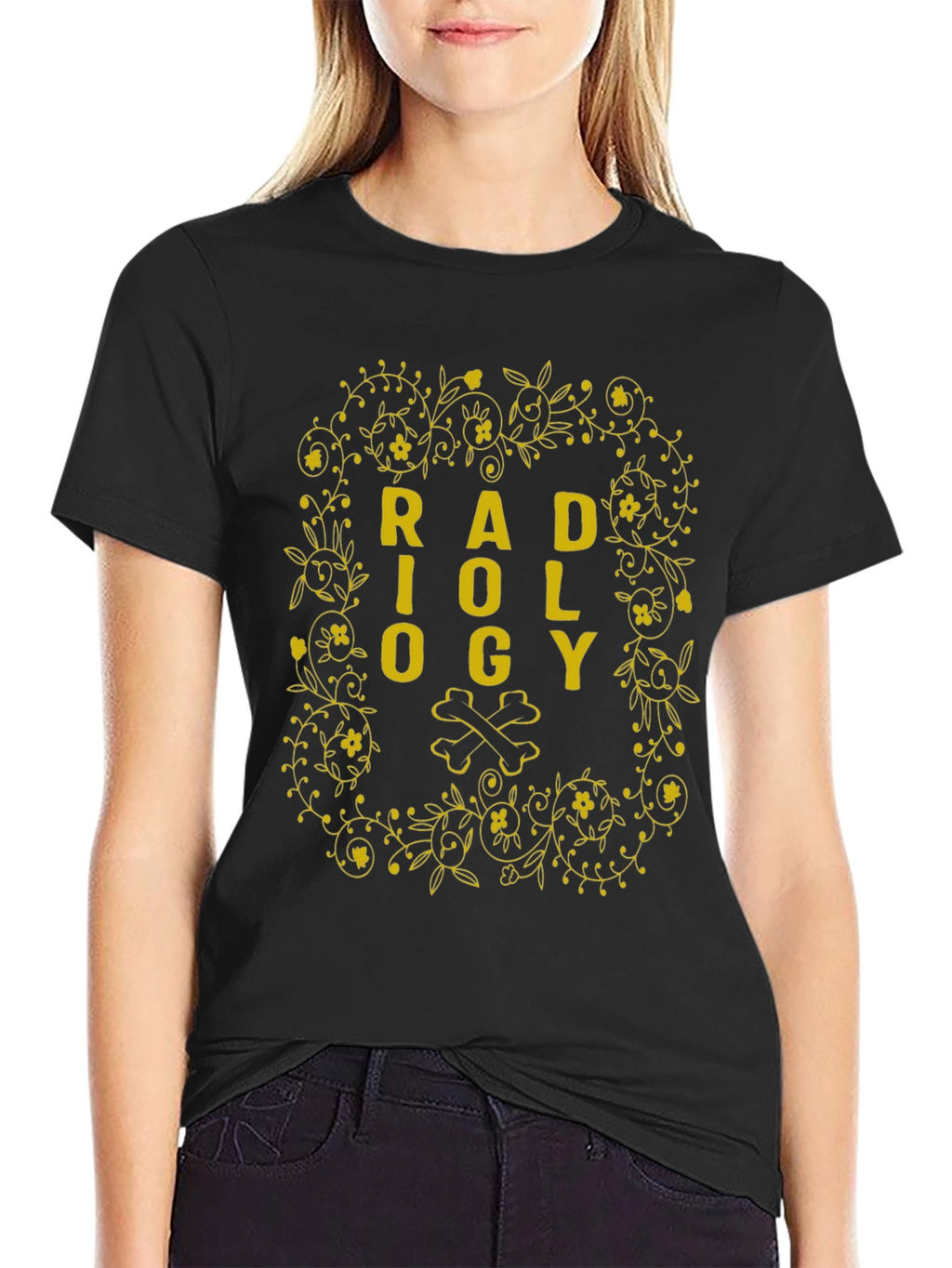 Radiology Floral Bone Graphic T-Shirt