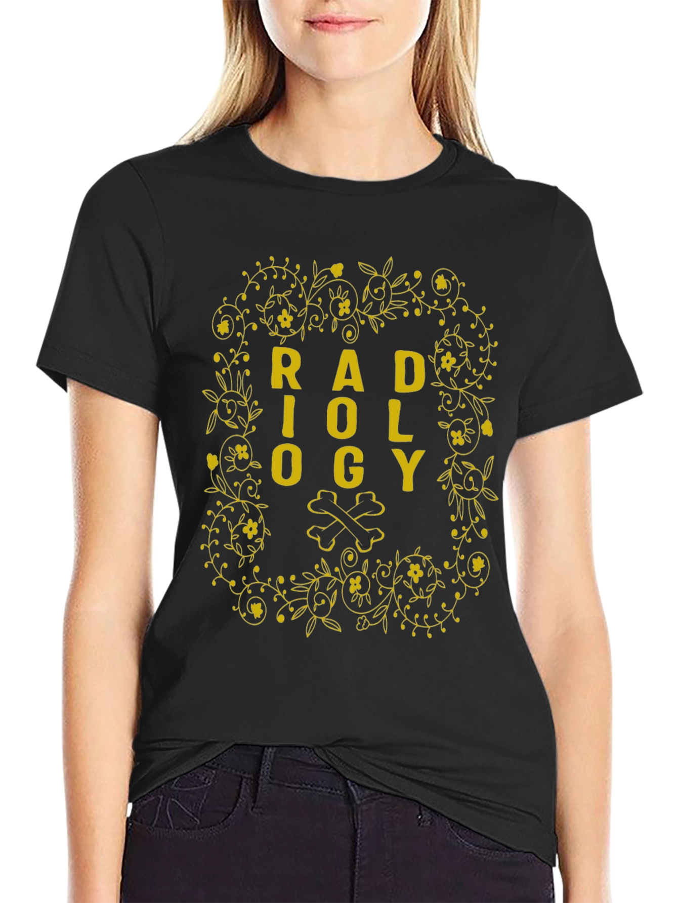 Radiology Floral Bone Graphic T-Shirt