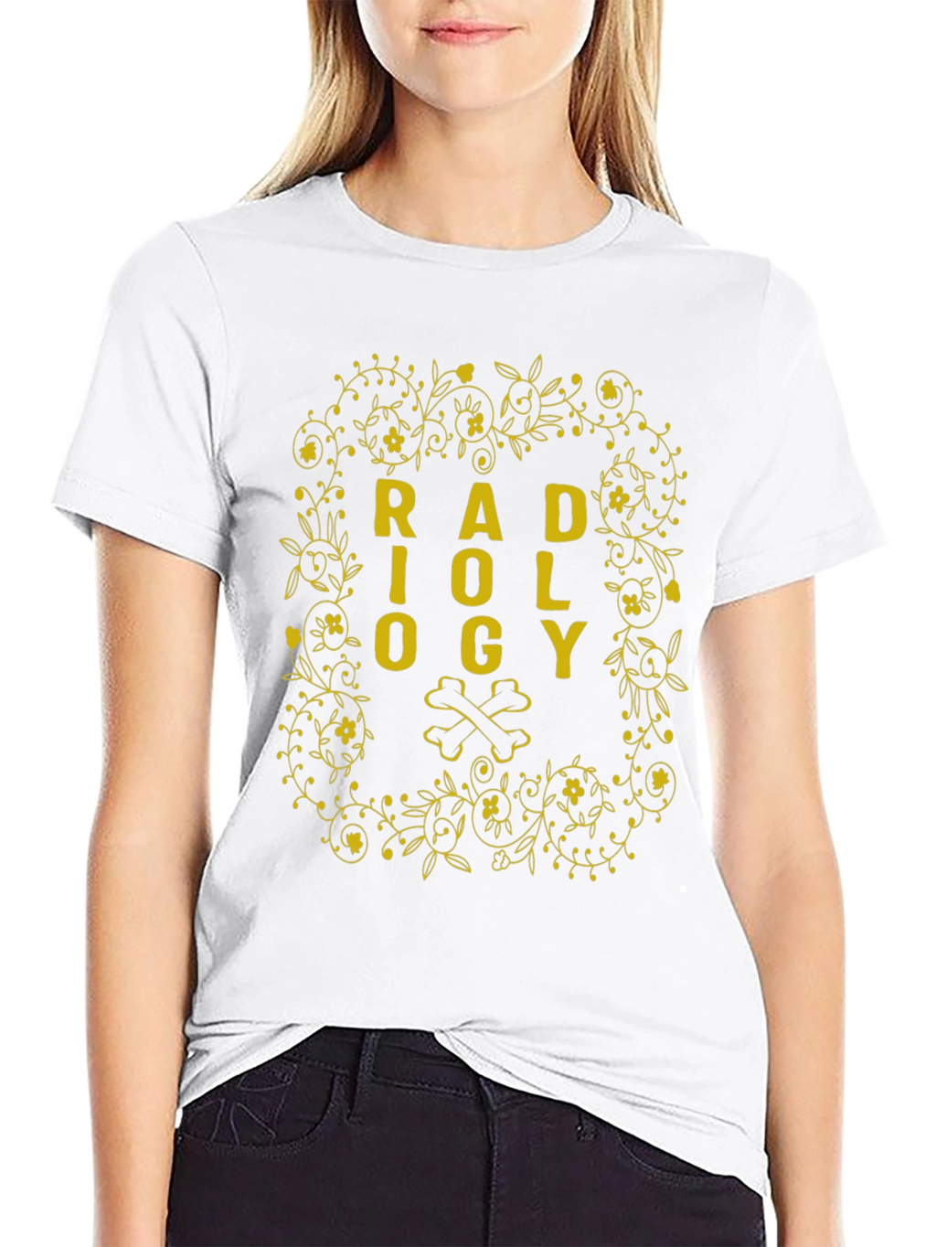 Radiology Floral Bone Graphic T-Shirt