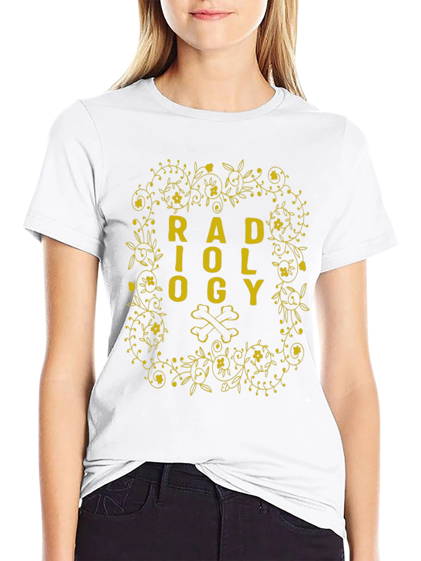 Radiology Floral Bone Graphic T-Shirt