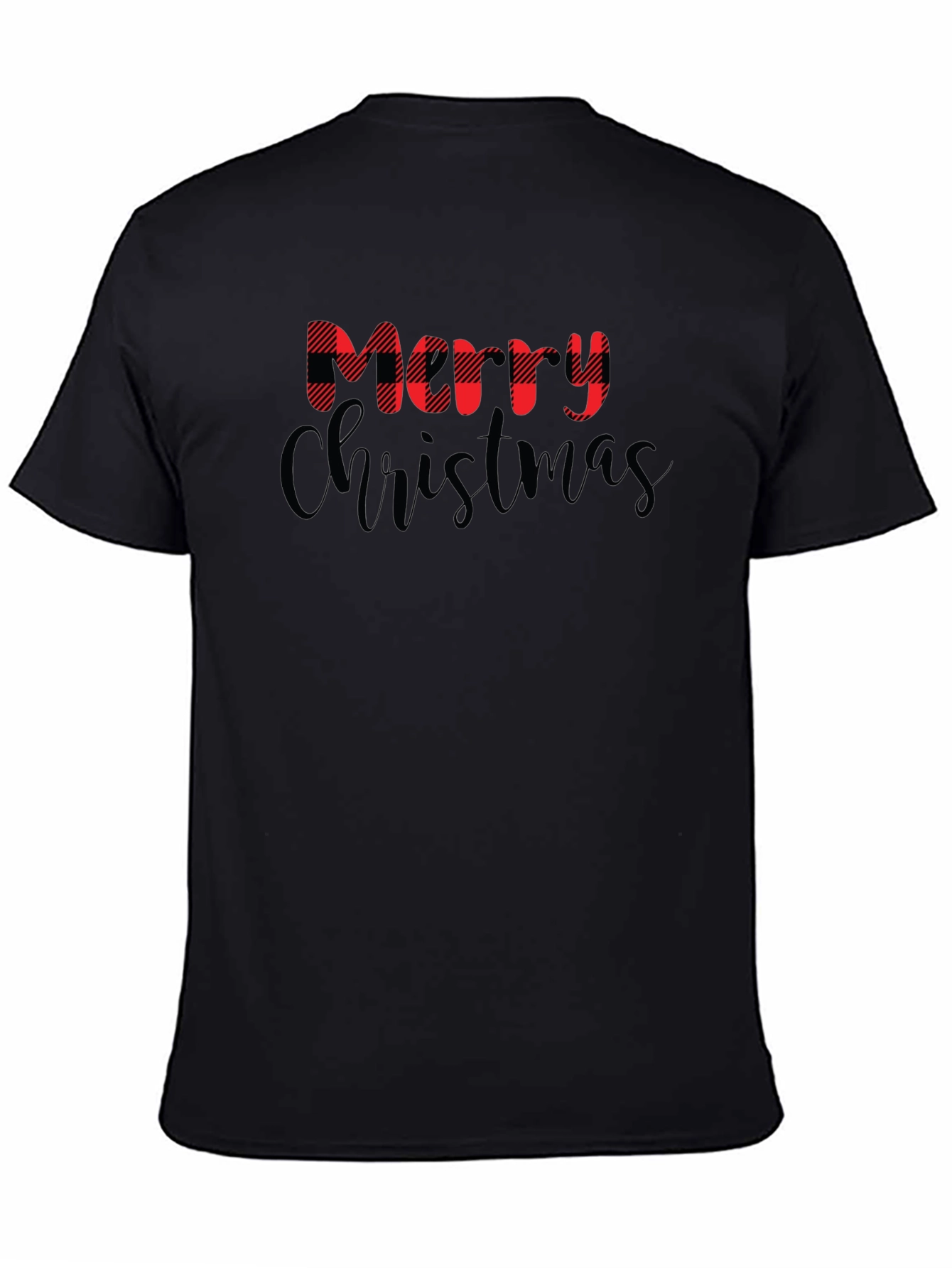 Merry Christmas Plaid Graphic T-Shirt