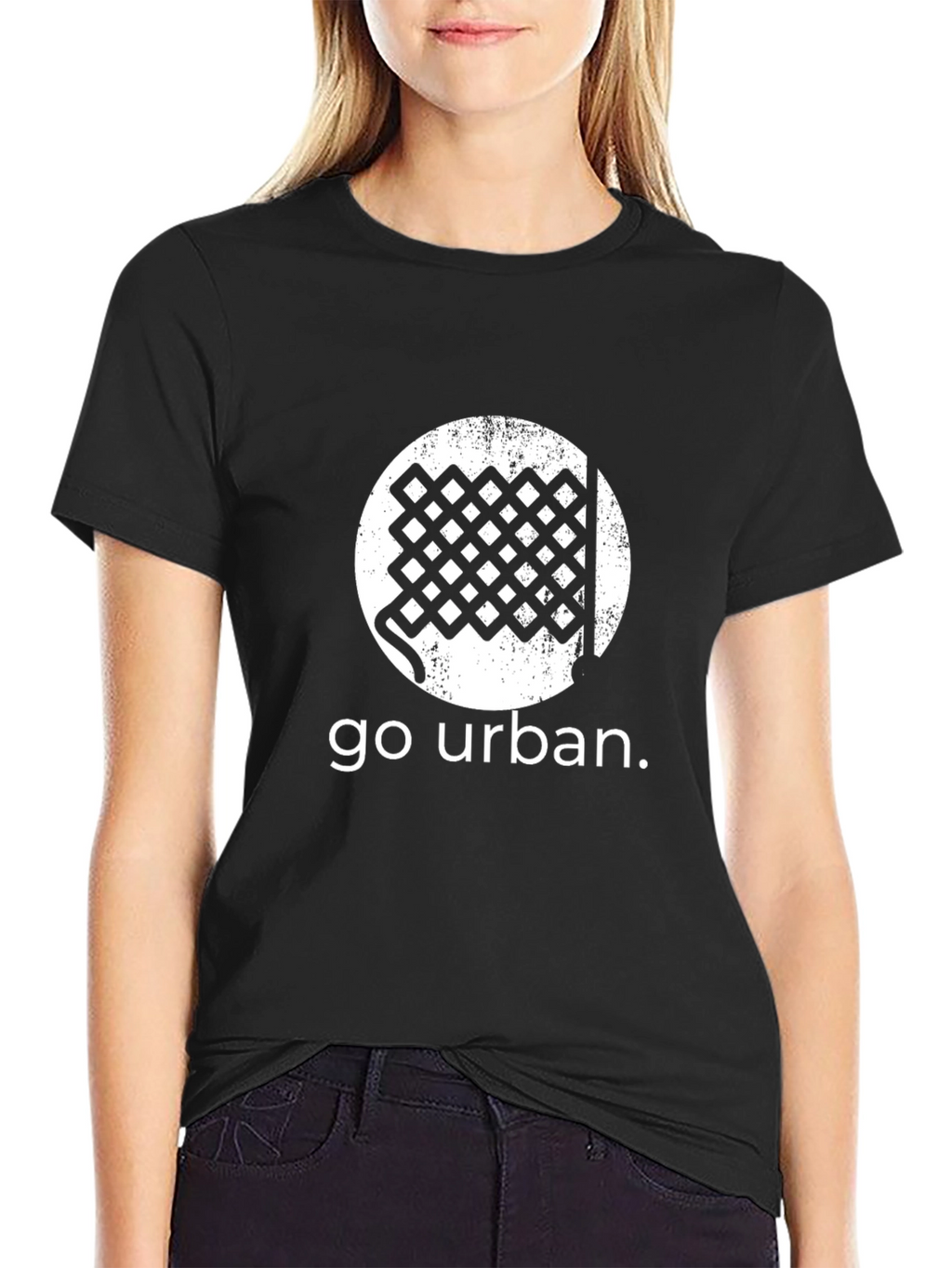 Urban Grid Tee - Black Graphic T-Shirt