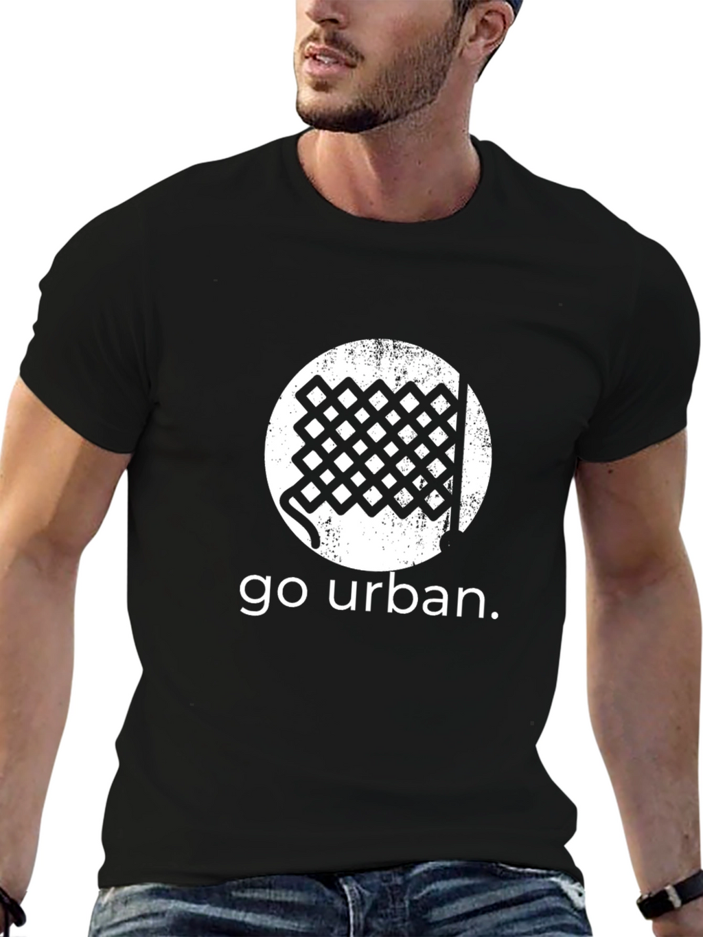 Urban Grid Tee - Black Graphic T-Shirt