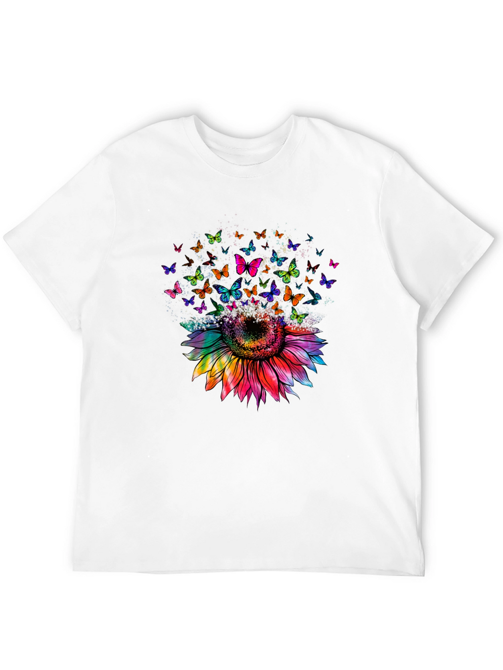 Sunflower Butterfly Graphic Tee - Black Cotton Blend