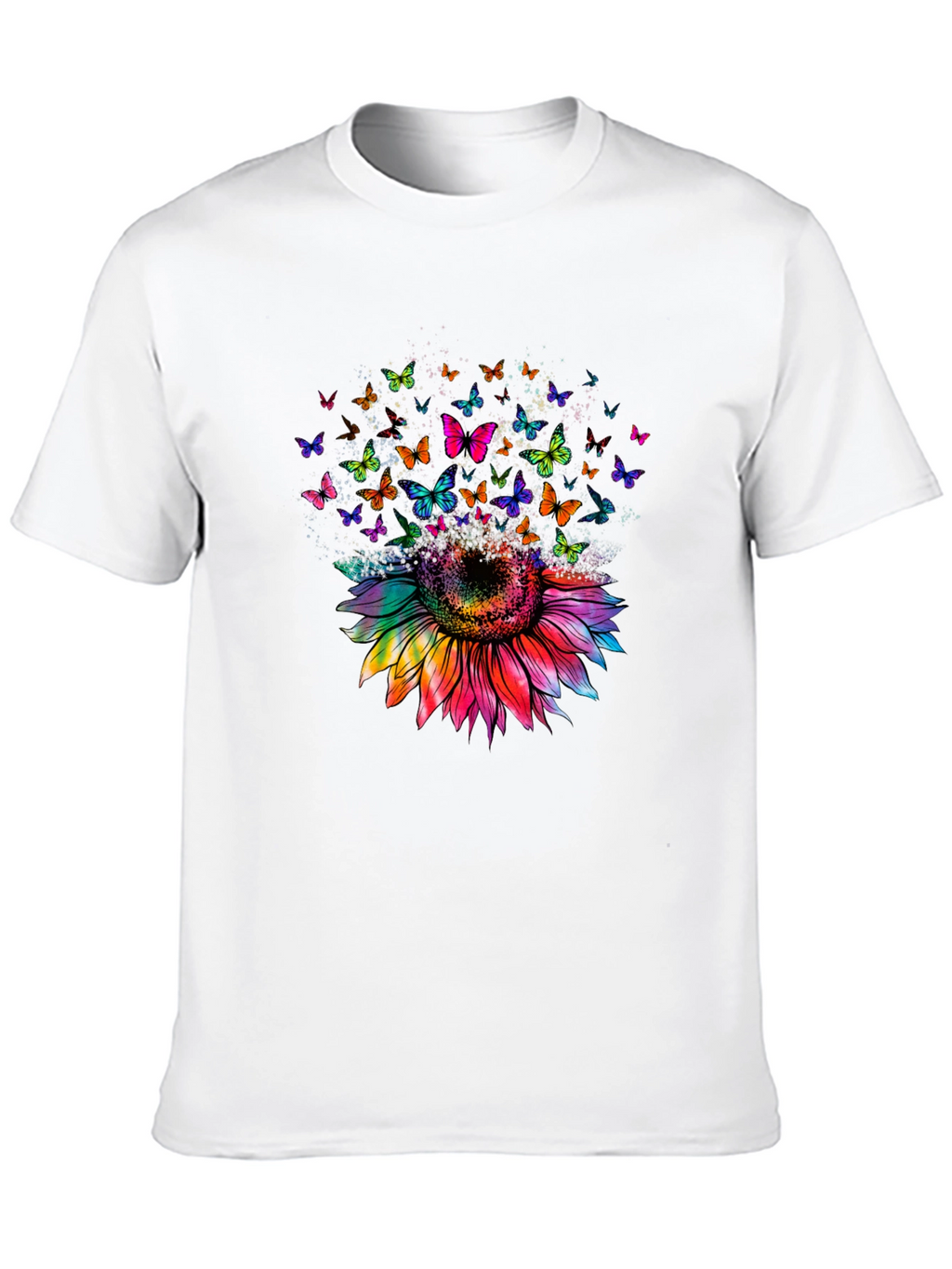 Sunflower Butterfly Graphic Tee - Black Cotton Blend