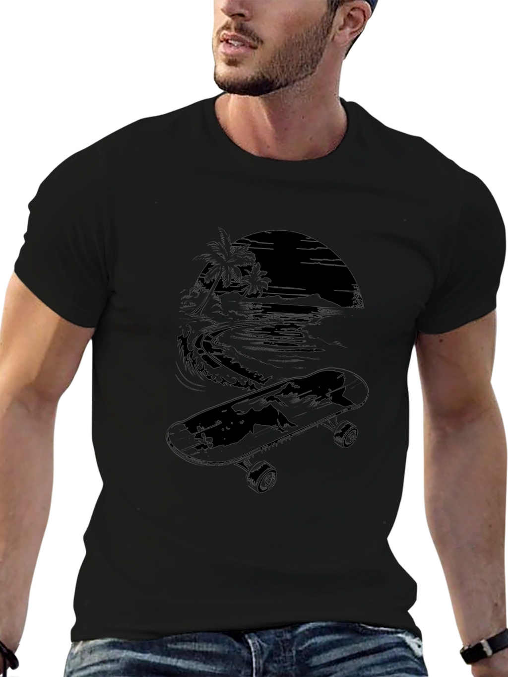 Skate Beach T-Shirt - Black Graphic Tee