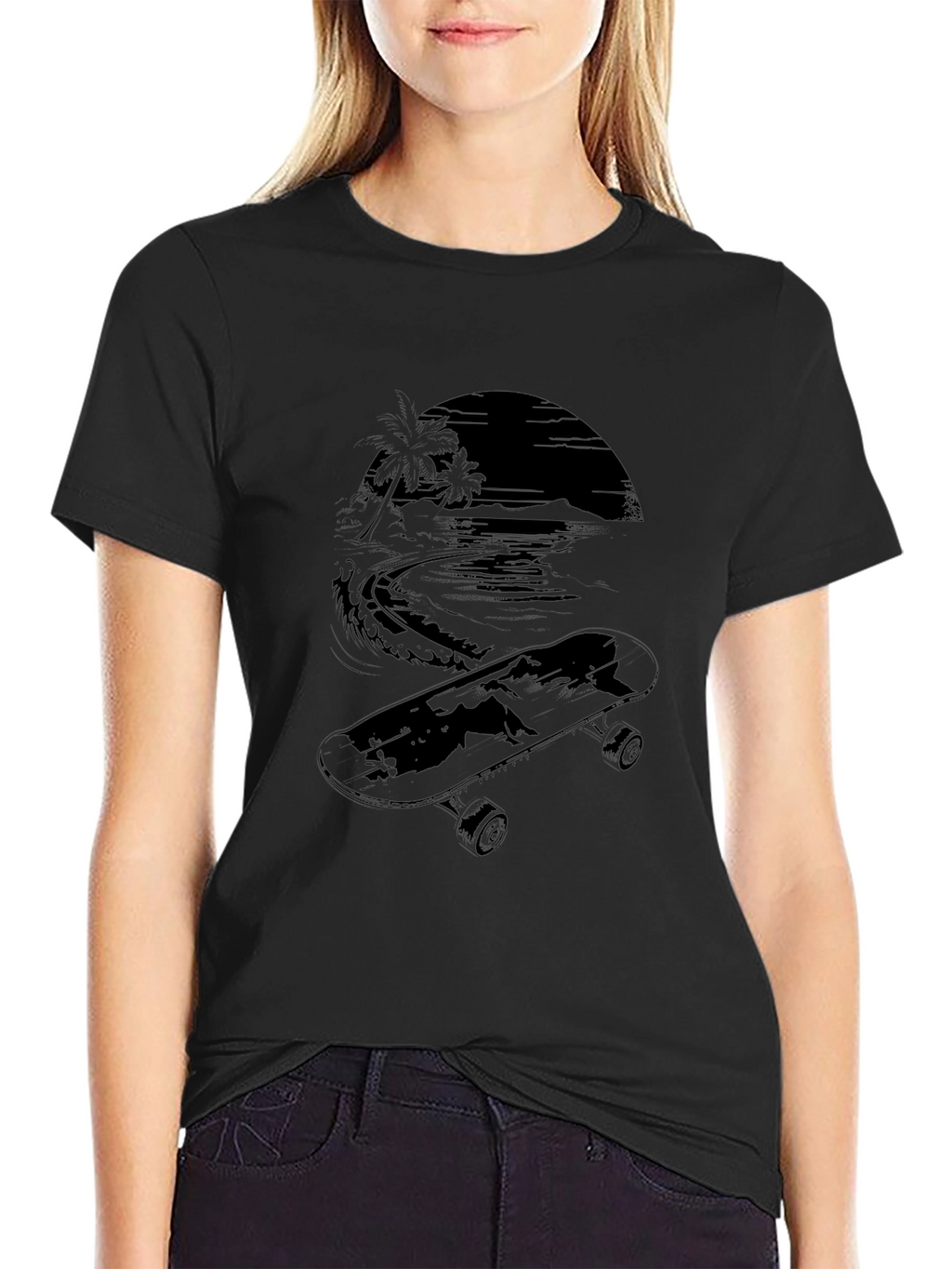 Skate Beach T-Shirt - Black Graphic Tee
