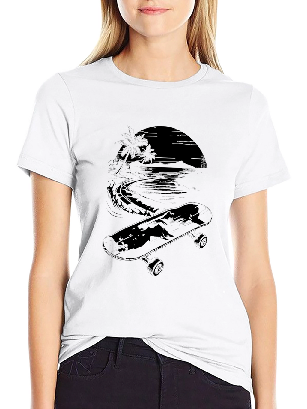 Skate Beach T-Shirt - Black Graphic Tee