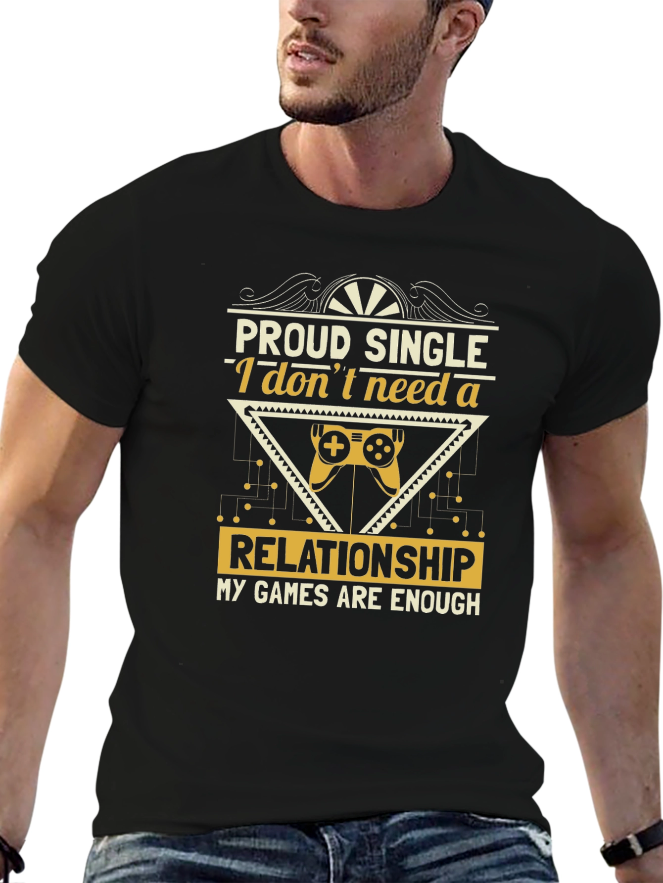 Proud Single Gamer Black T-Shirt