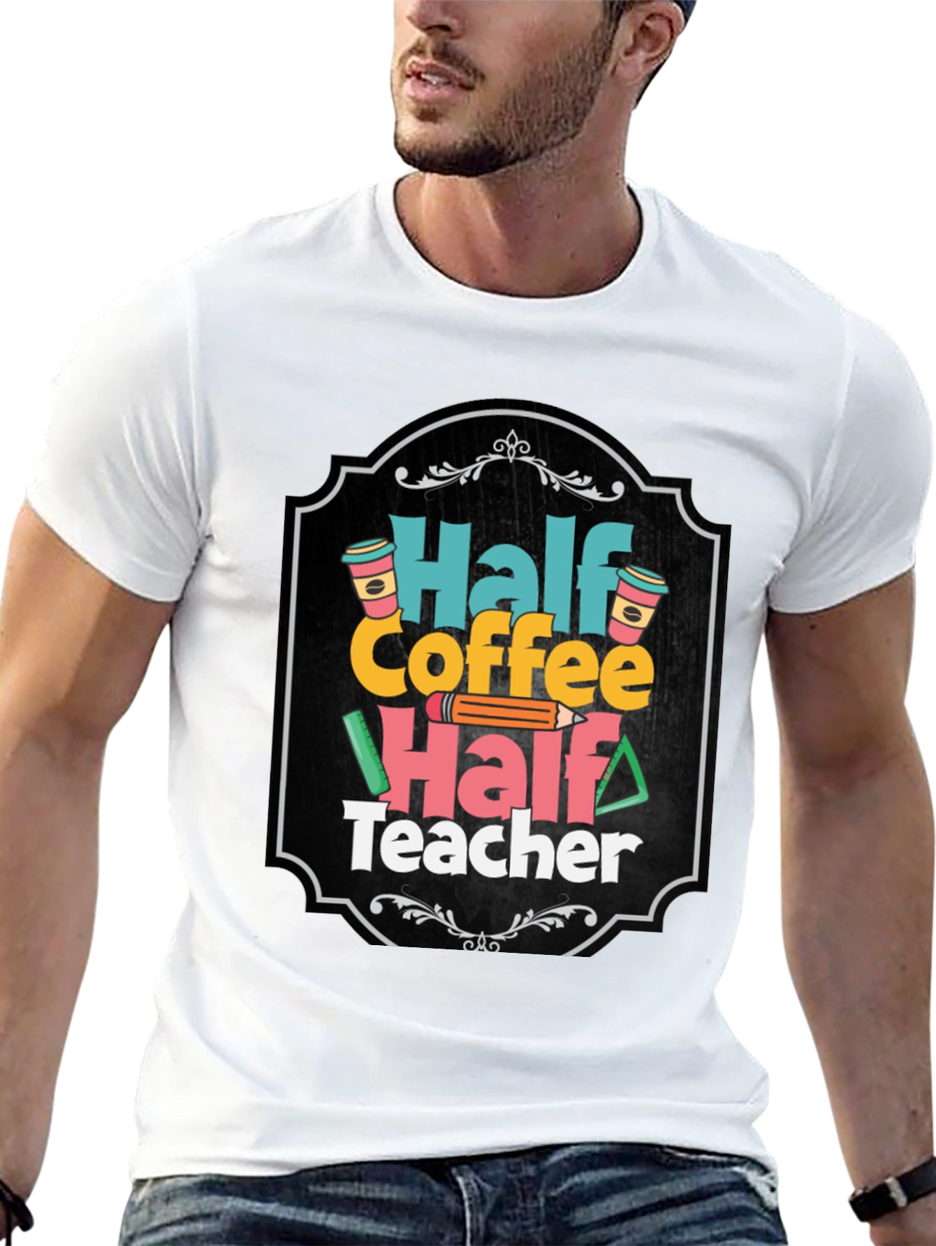 Half Coffee Half Teacher T-Shirt
